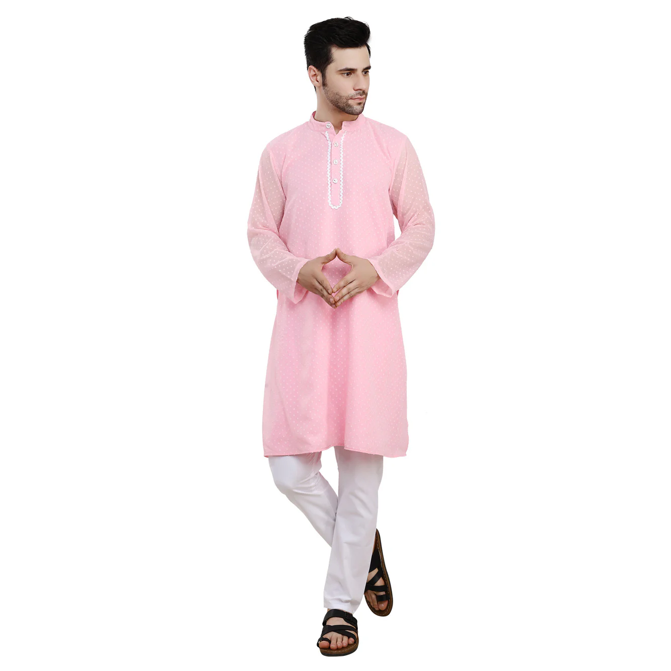 Men Classic Lavish Pink Kurta - Chenance