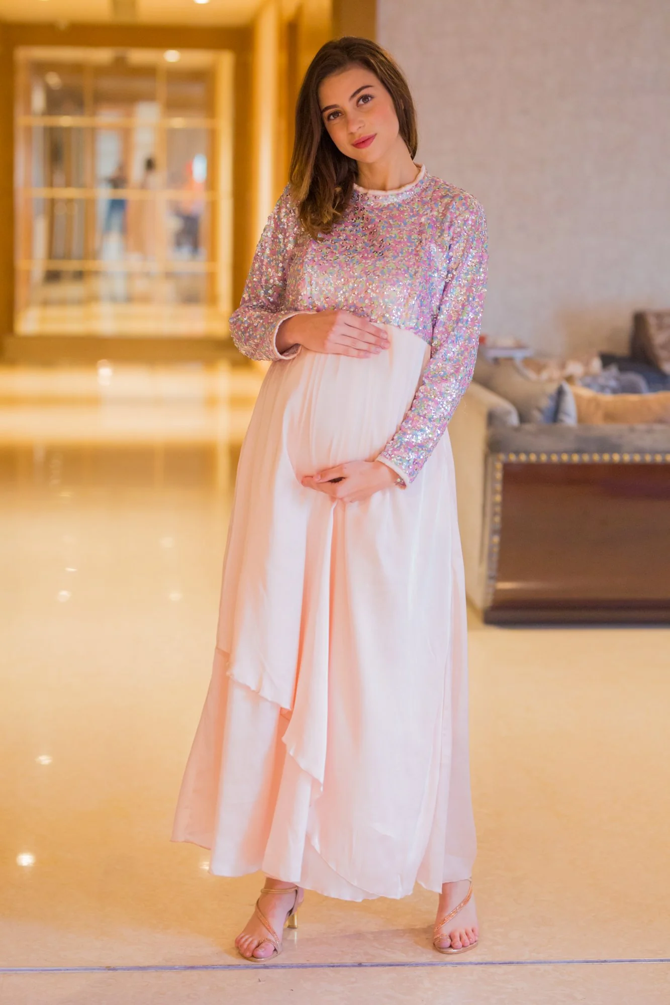 Peppy Sequin Maternity & Nursing Dress - Chenance