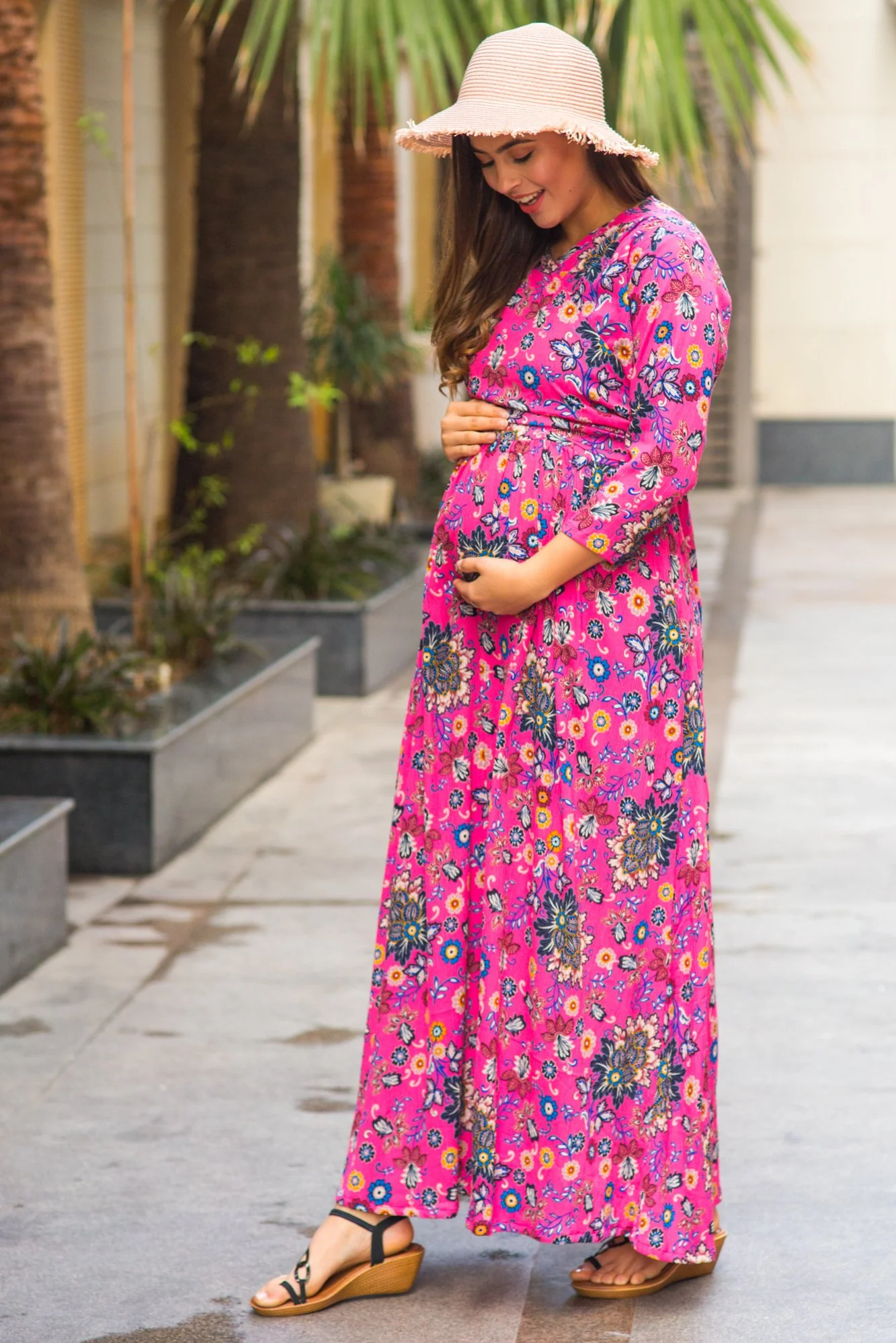 Taffy Pink Maternity & Nursing Wrap Dress - Chenance