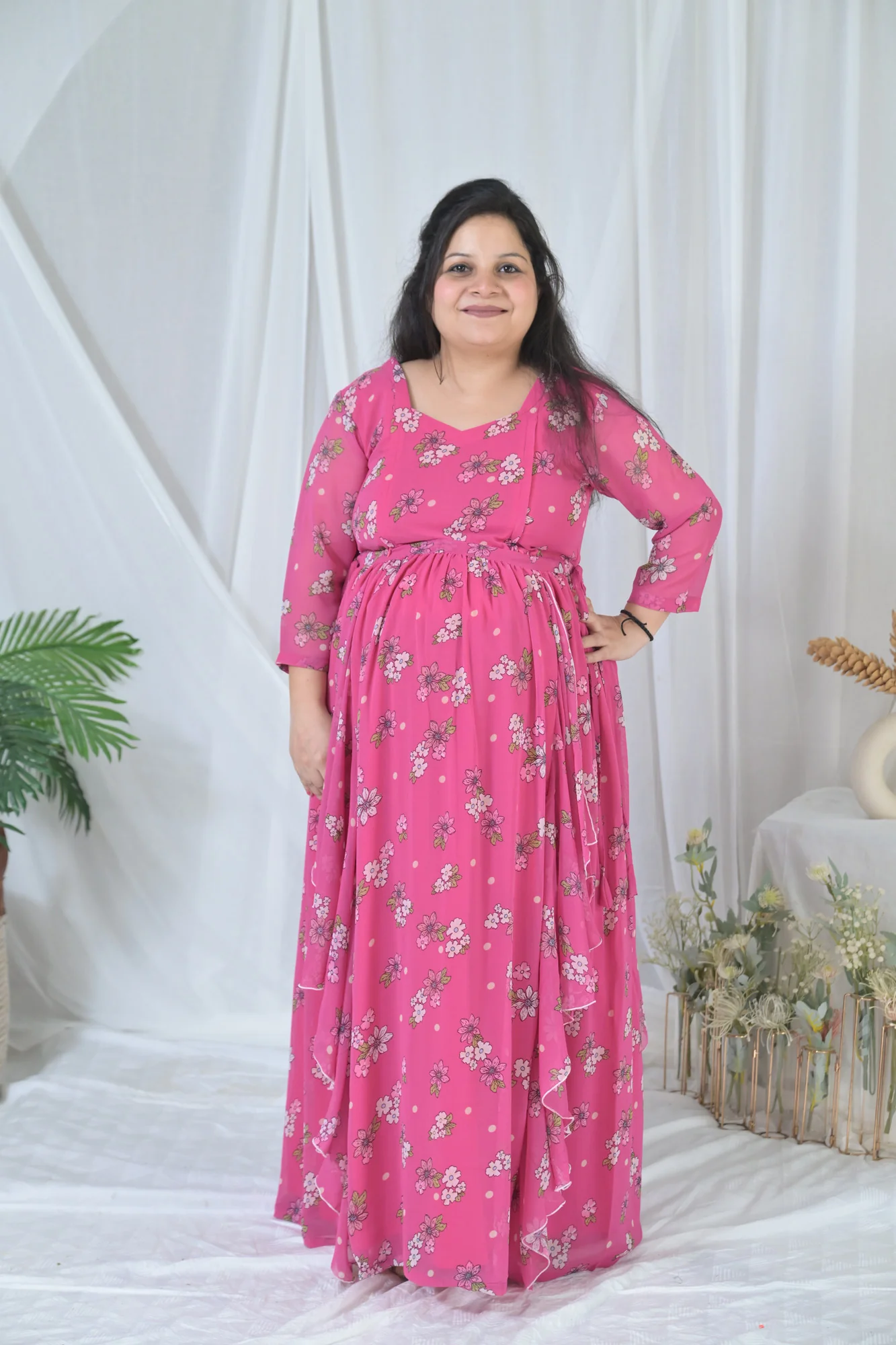 Blossom Rose Pink Maternity & Nursing Flow Dress - Chenance