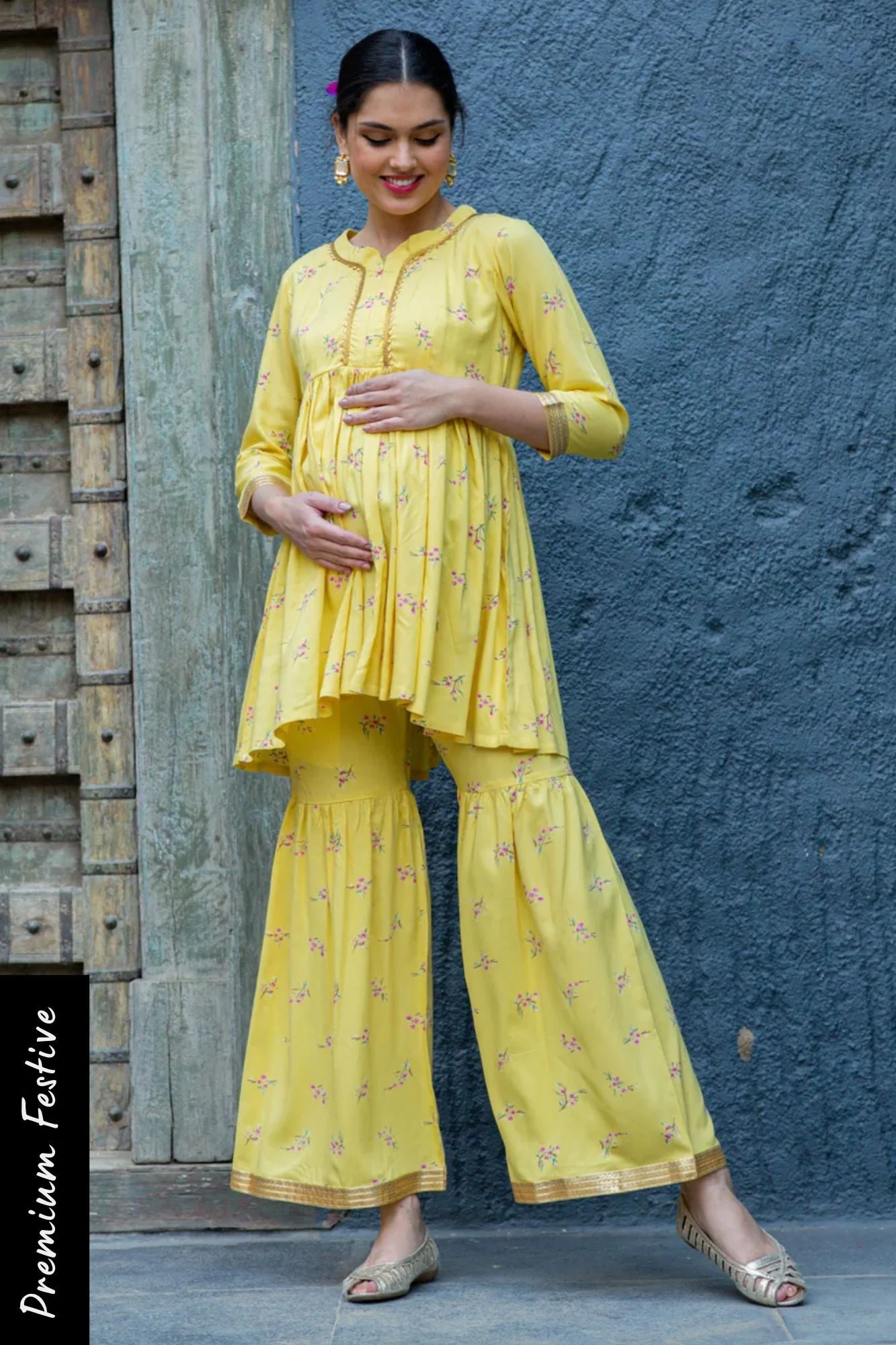 Premium Classic Sunshine Floral Maternity & Nursing Suit (2 pc) - Chenance