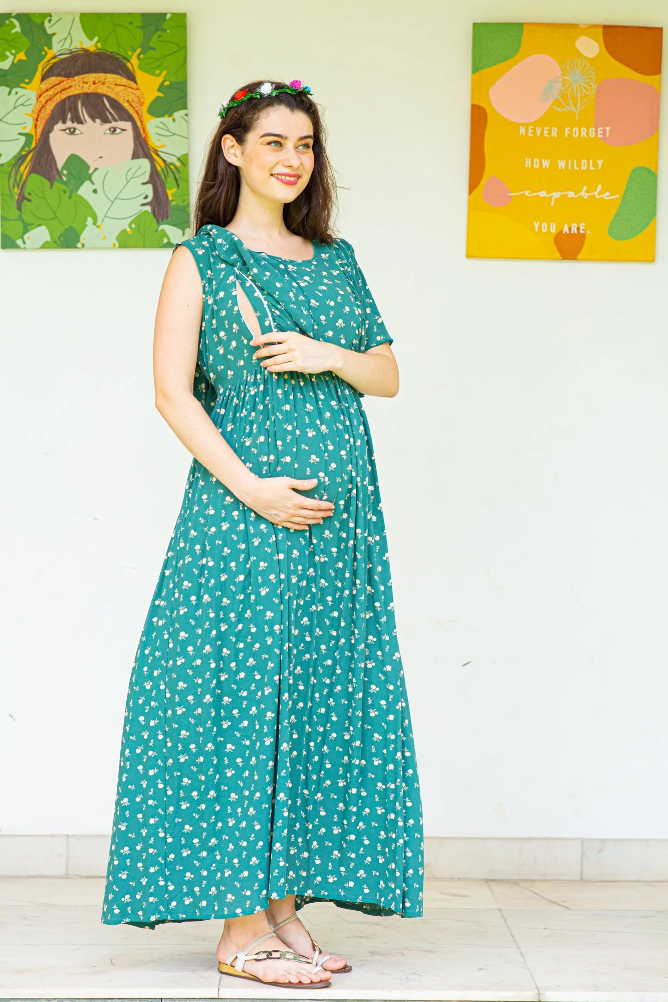 Emerald Berry Maternity & Nursing Flap Dress - Chenance