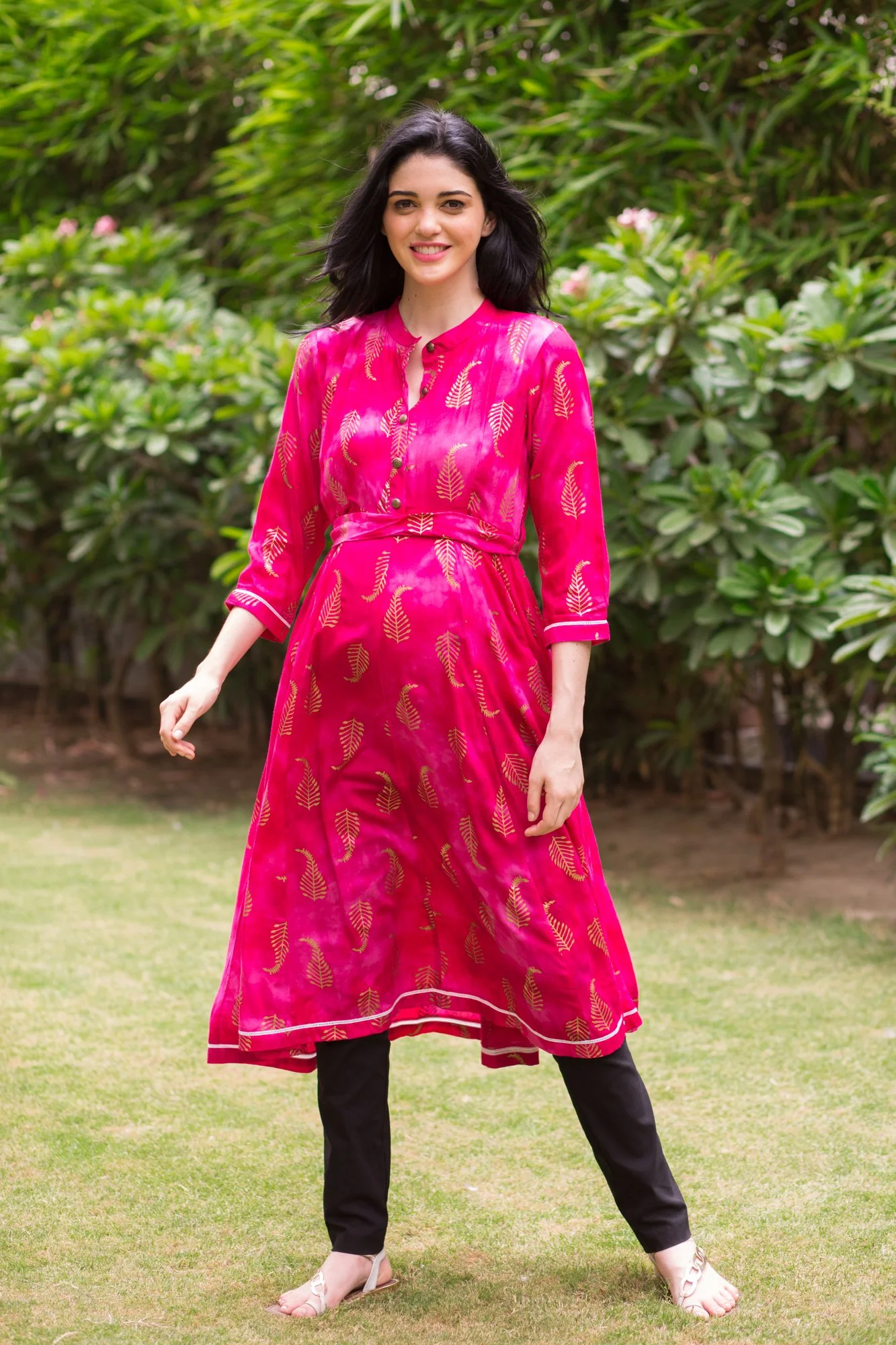 Pink Gold Maternity & Nursing Kurta - Chenance