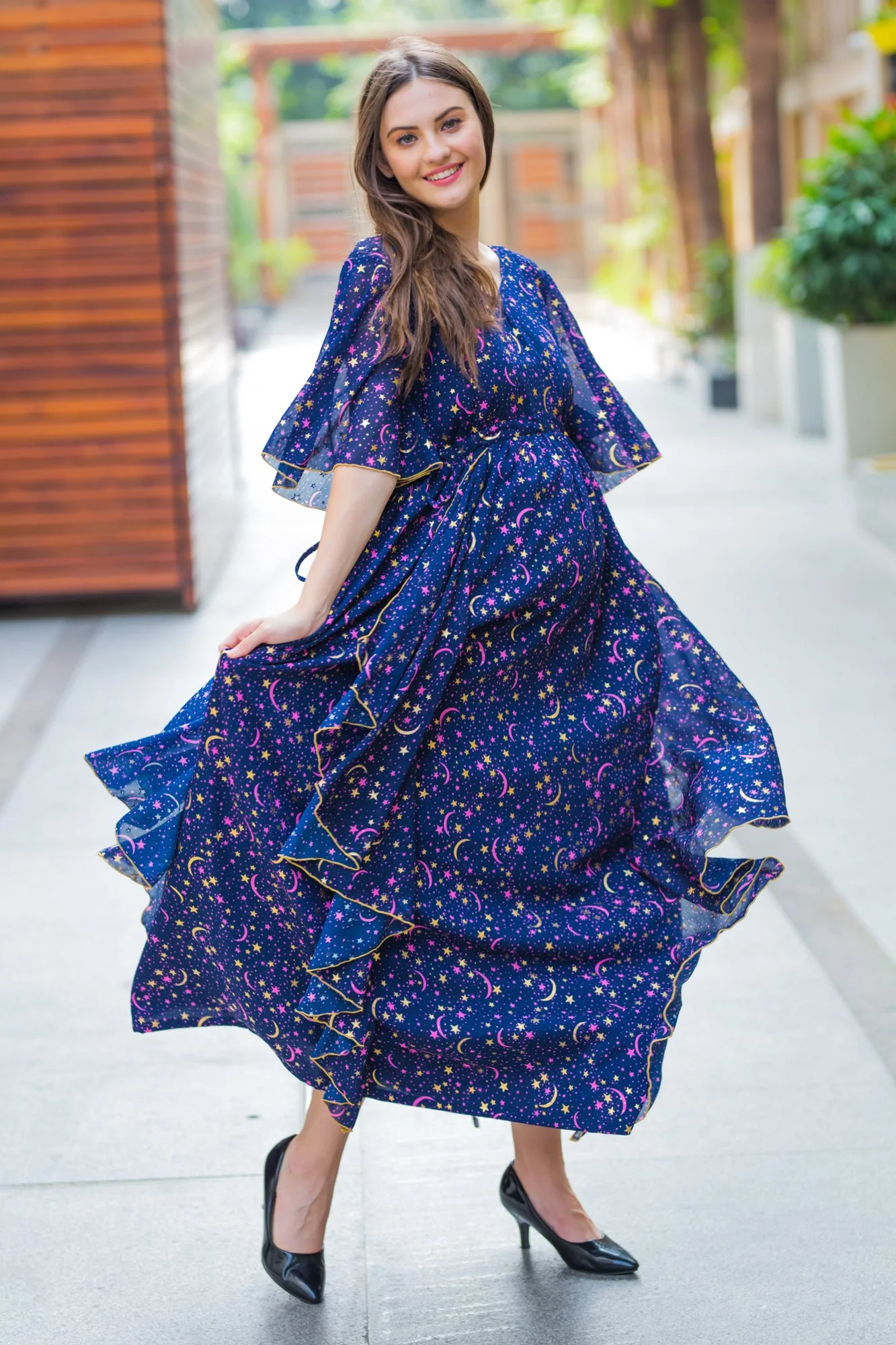 Luxe Milky Way Shimmer Maternity Flow Dress - Chenance