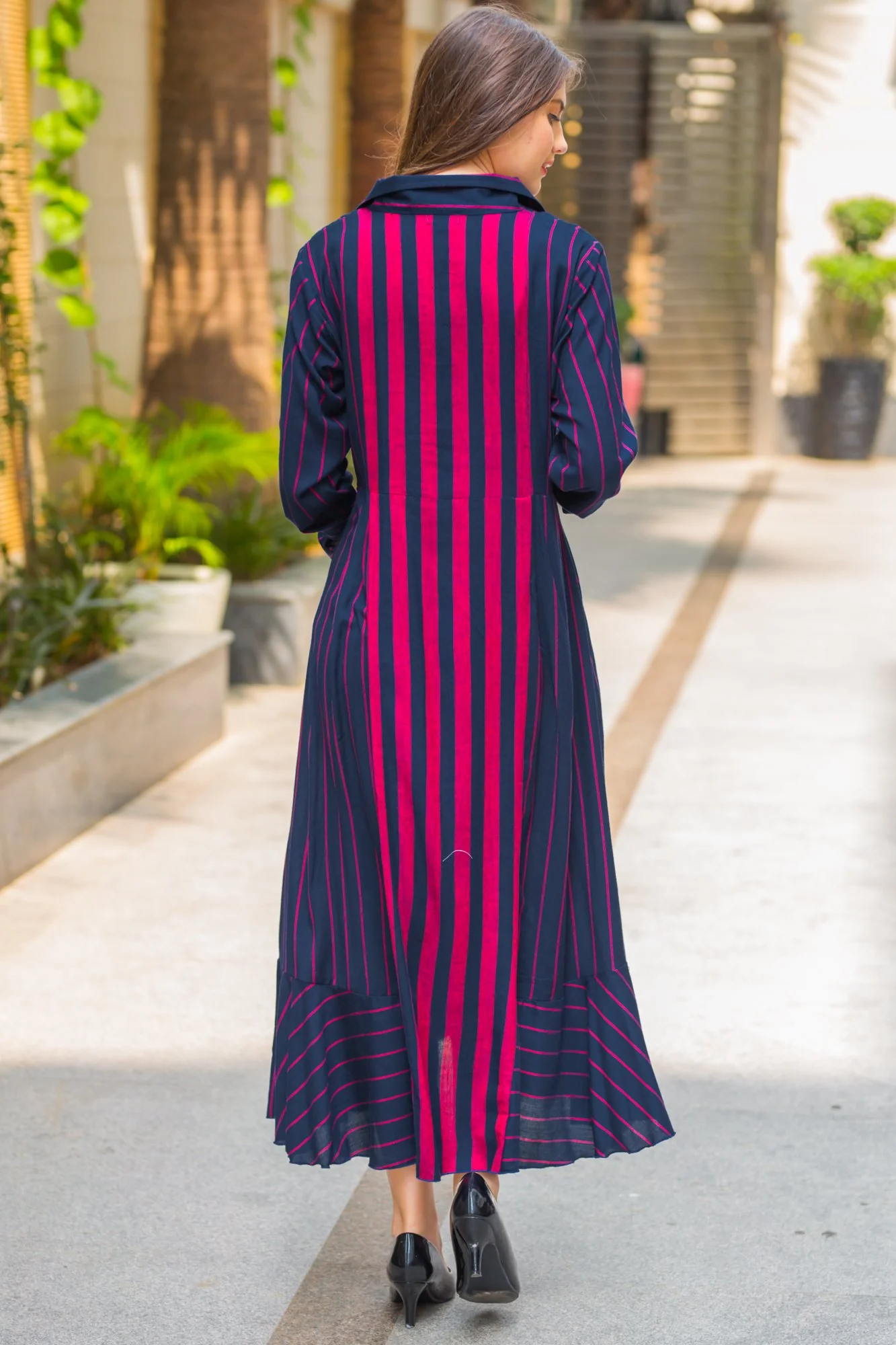 Regal Striped Maternity & Nursing Dress - Chenance