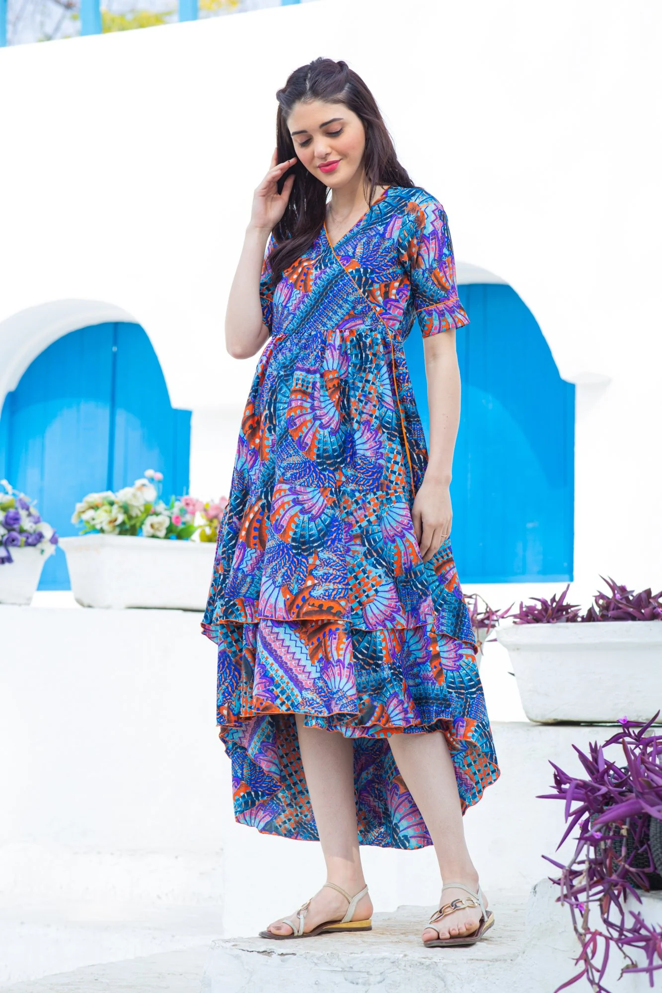 Sea Shells Maternity & Nursing Flair Dress - Chenance