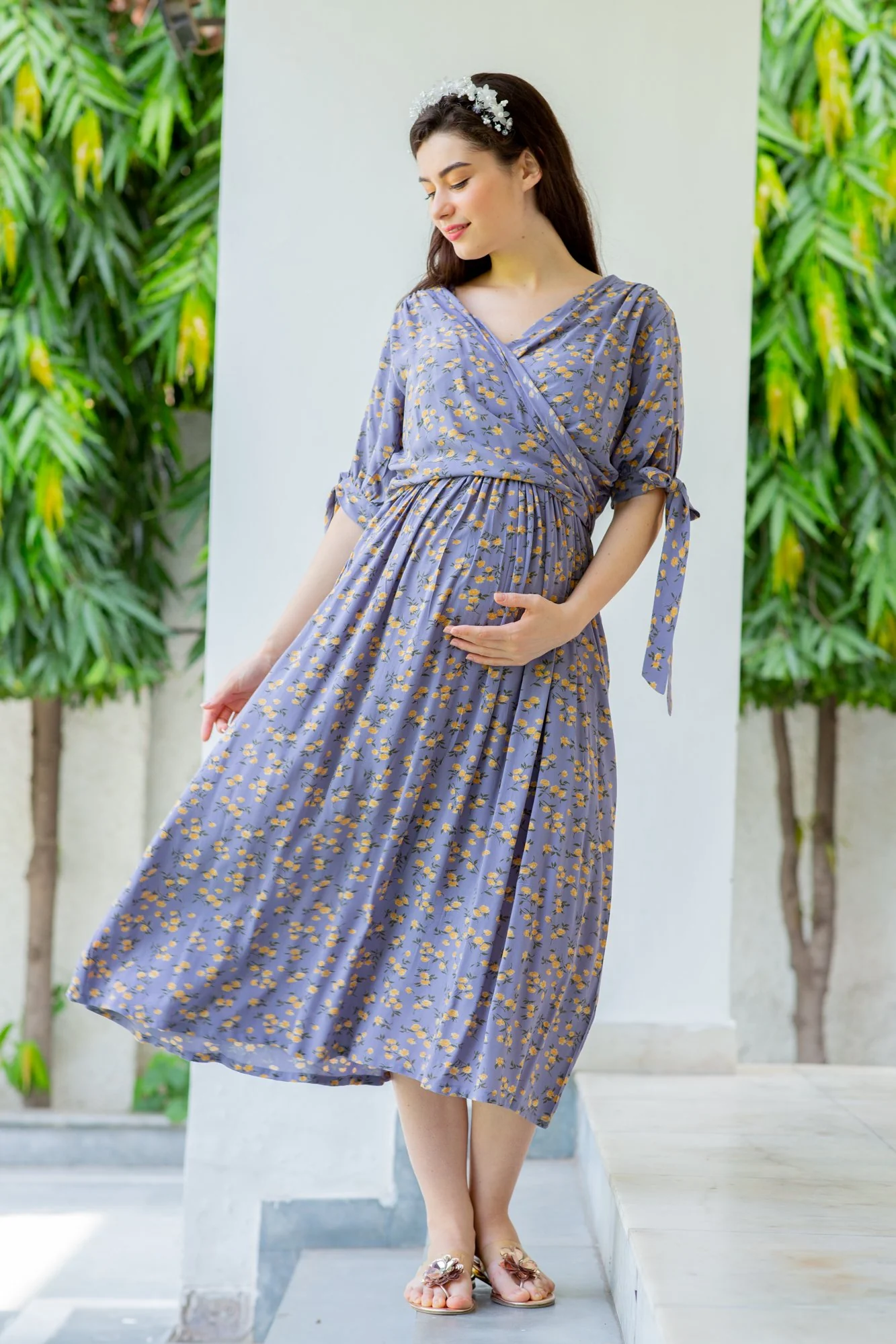 Mulberry Maternity & Nursing Midi Wrap Dress - Chenance