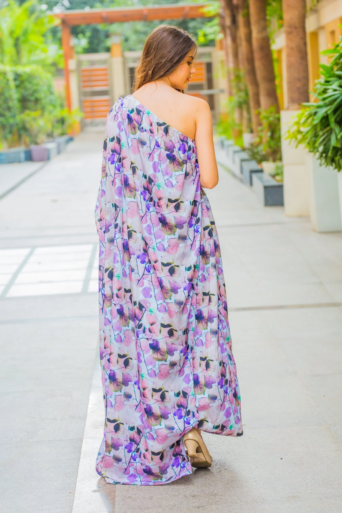 Luxe Ombre Pink One Shoulder Floral Maternity Gown - Chenance