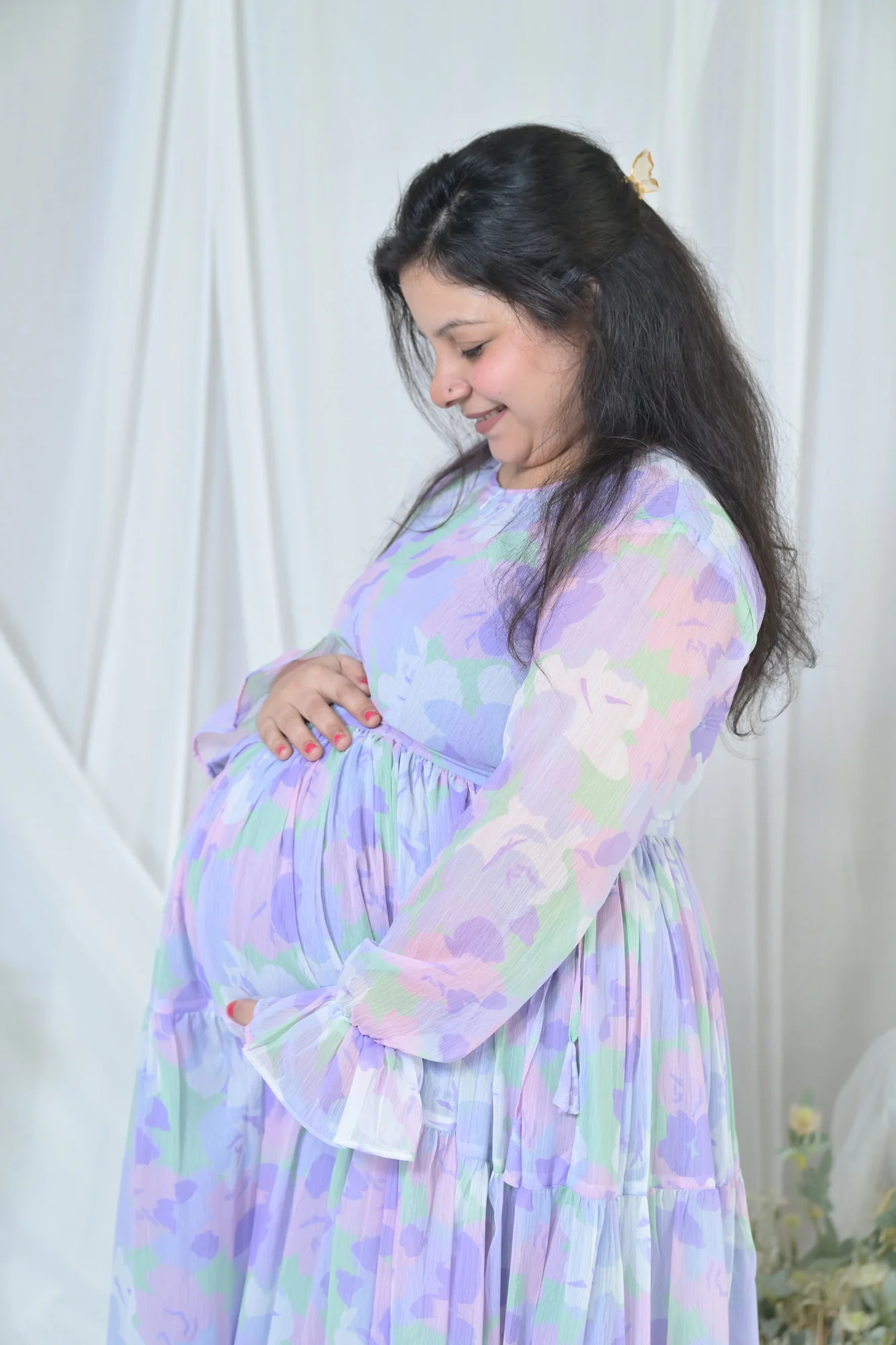Serene Violet Maternity & Nursing Layer Dress - Chenance