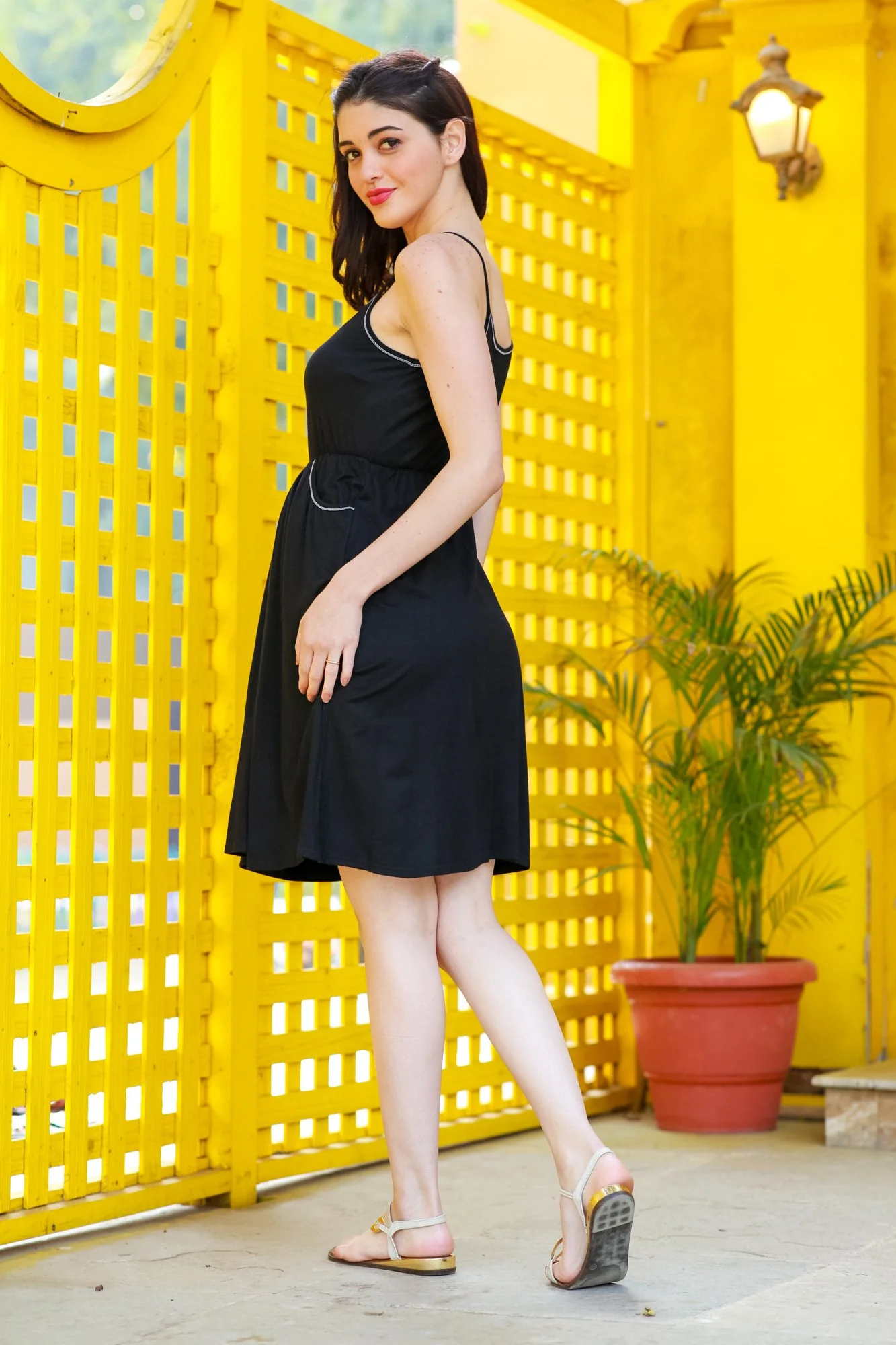 Little Black Pocket Maternity Night Dress - Chenance