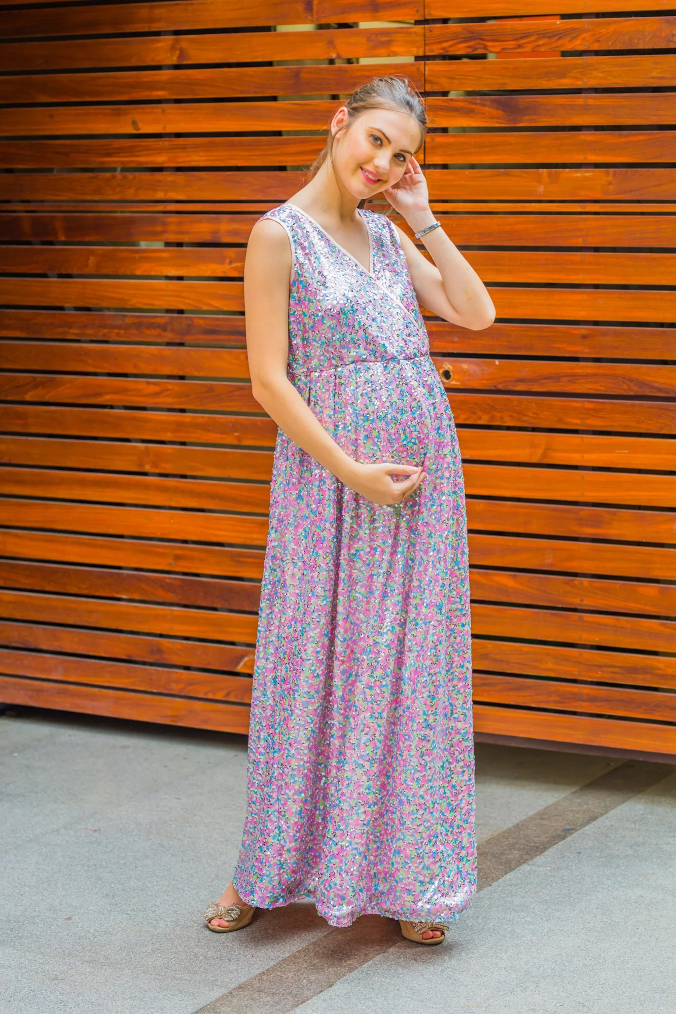 Lilac Sequence Maternity & Nursing Dress - Chenance