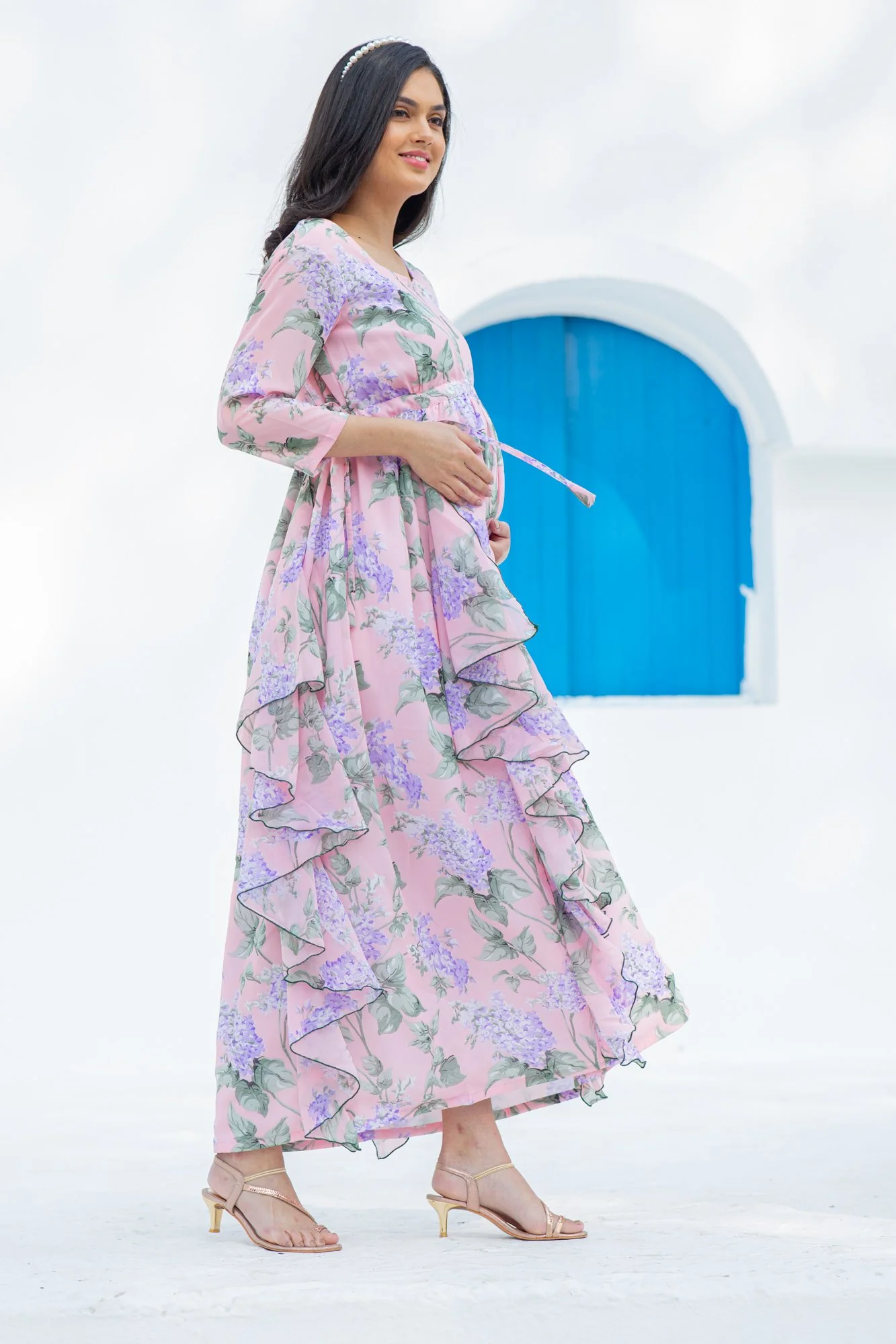 Serene Blossom Maternity & Nursing Flow Dress - Chenance