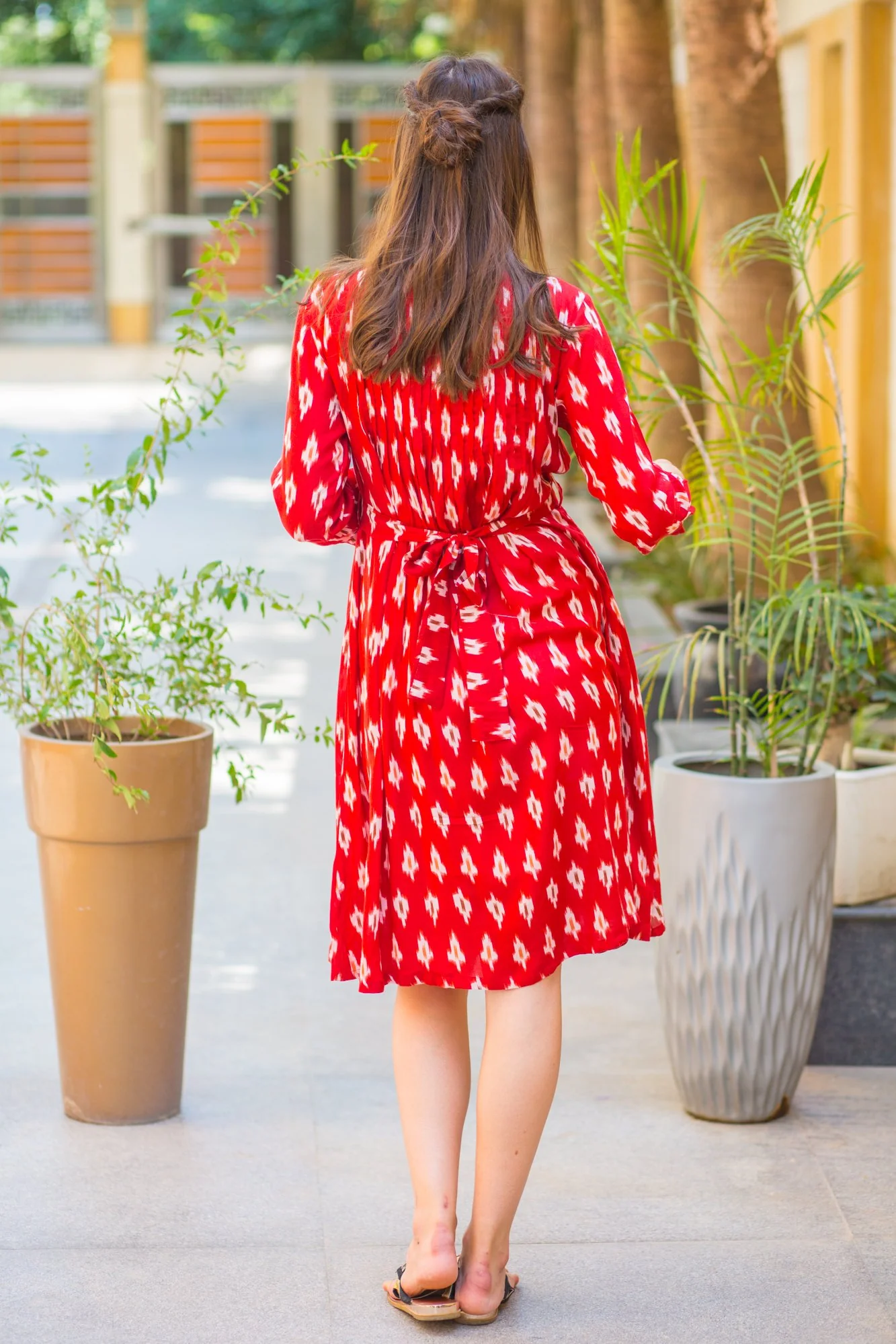 Scarlet Red Pintucks Maternity & Nursing Kurta Dress - Chenance