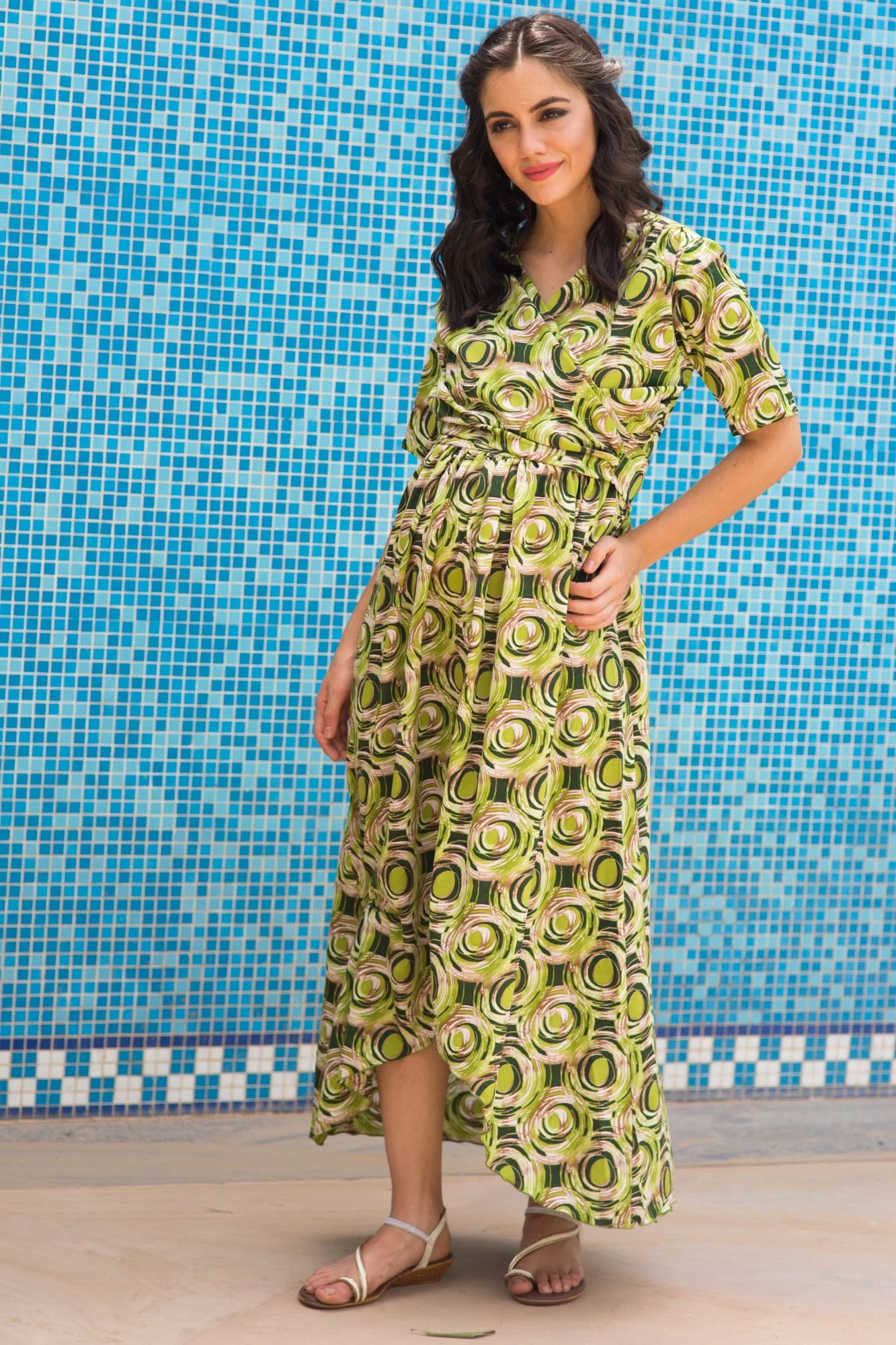 Sage Forest High-Low Nursing Wrap Dress - Chenance