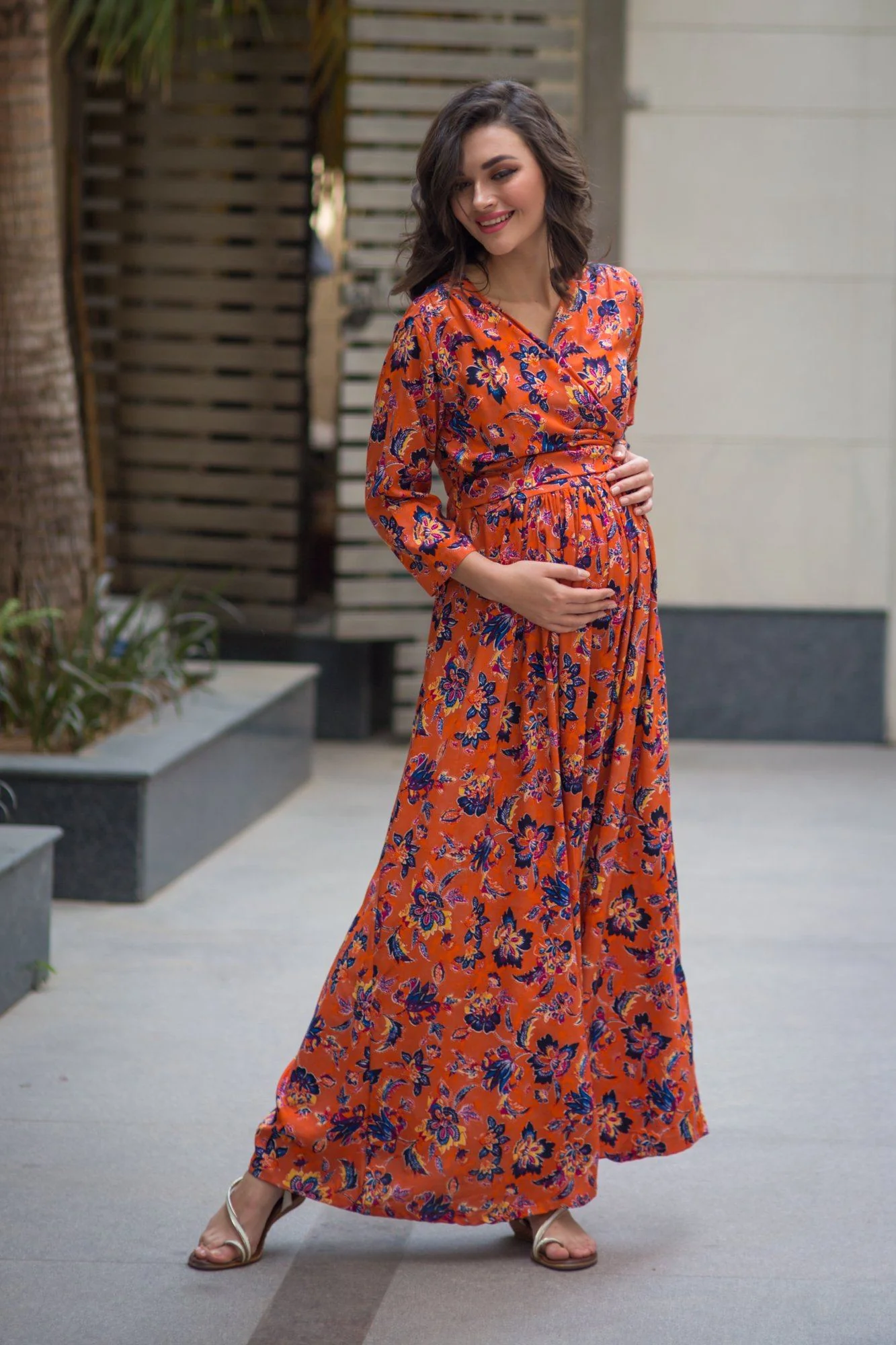 Amber Blossom Maternity & Nursing Wrap Dress - Chenance