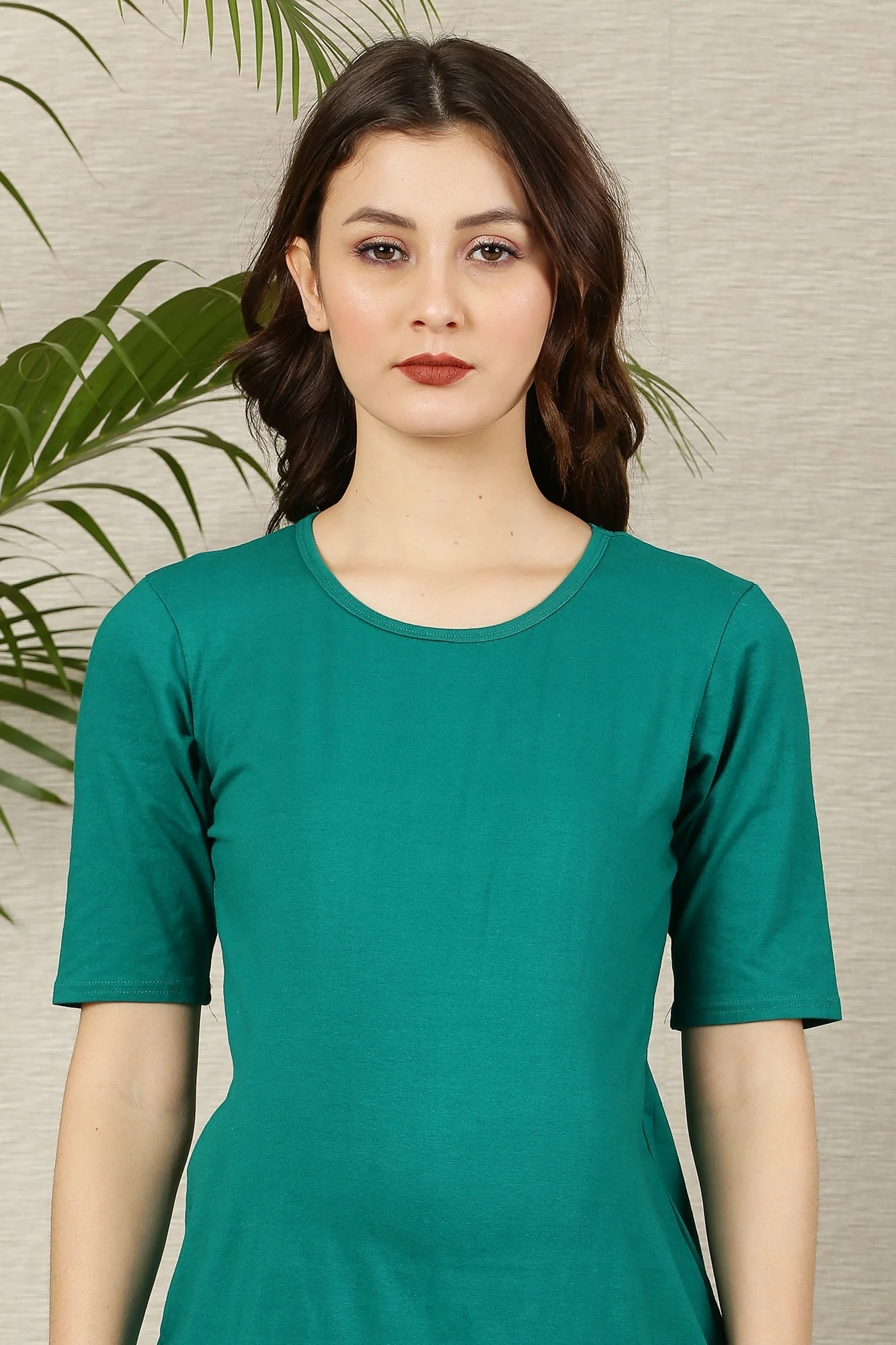 Bottle Green Stretchable Maternity Dress - Chenance