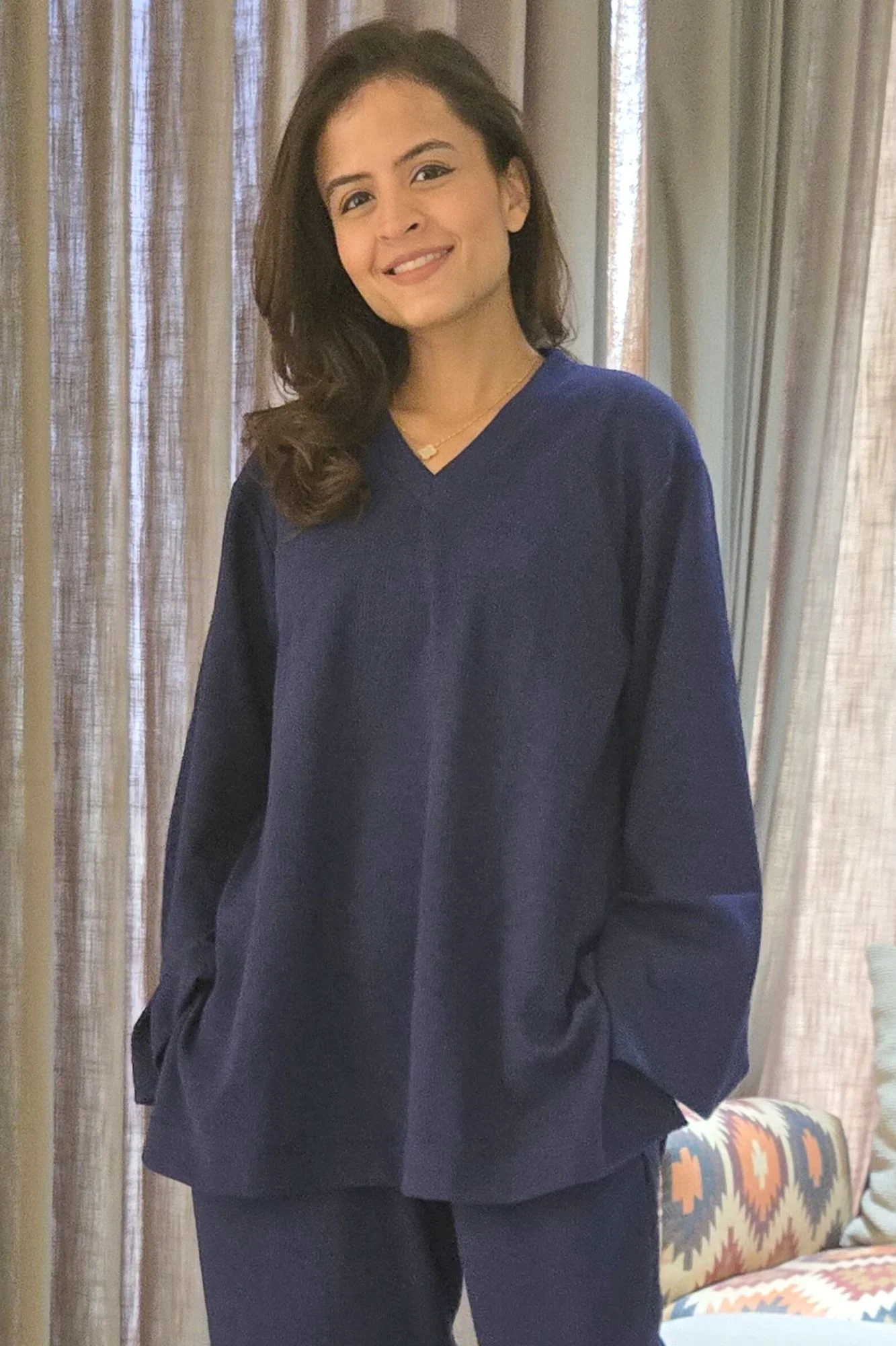 Midnight Blue Ribbed Maternity Stretchable Top - Chenance