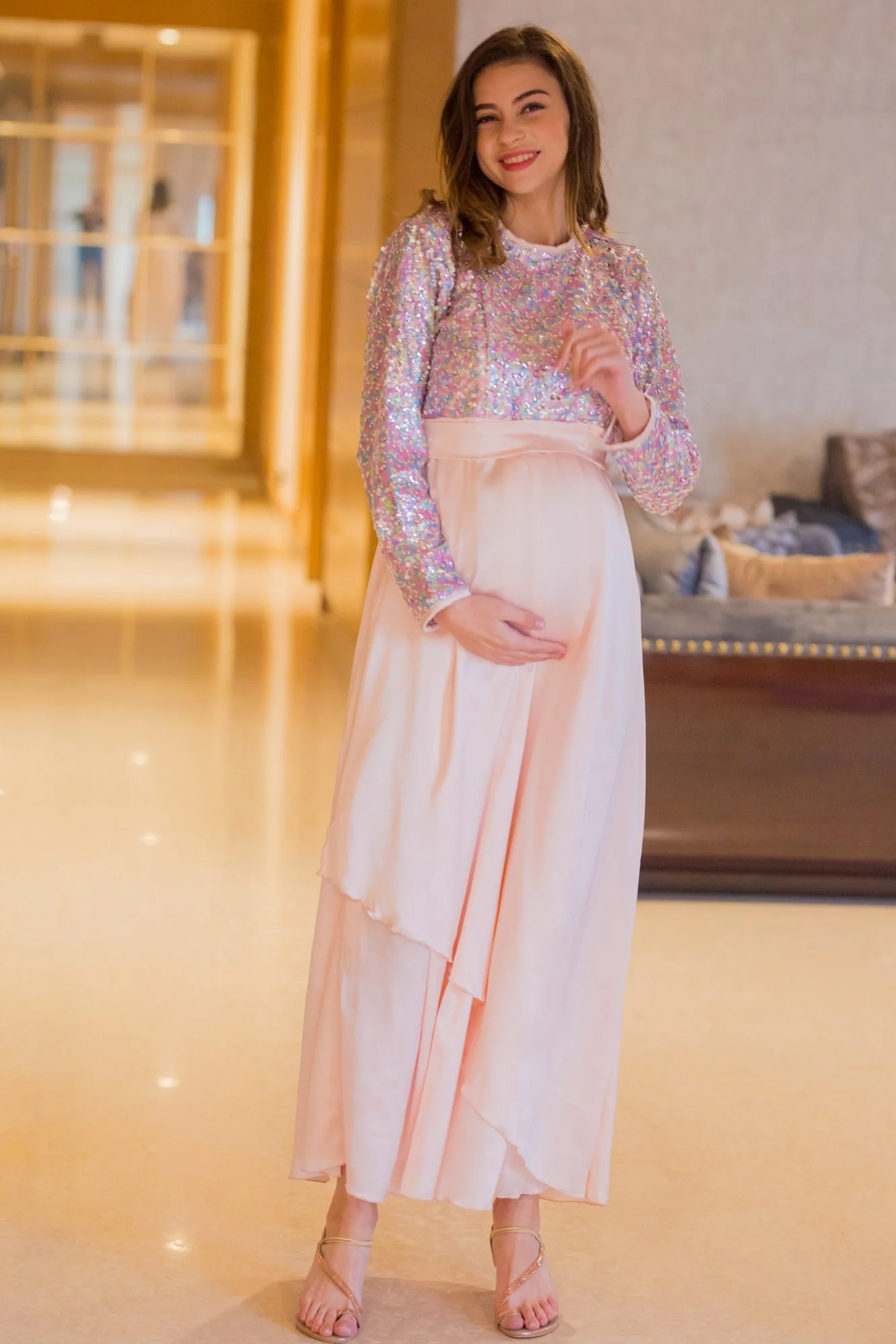 Peppy Sequin Maternity & Nursing Dress - Chenance