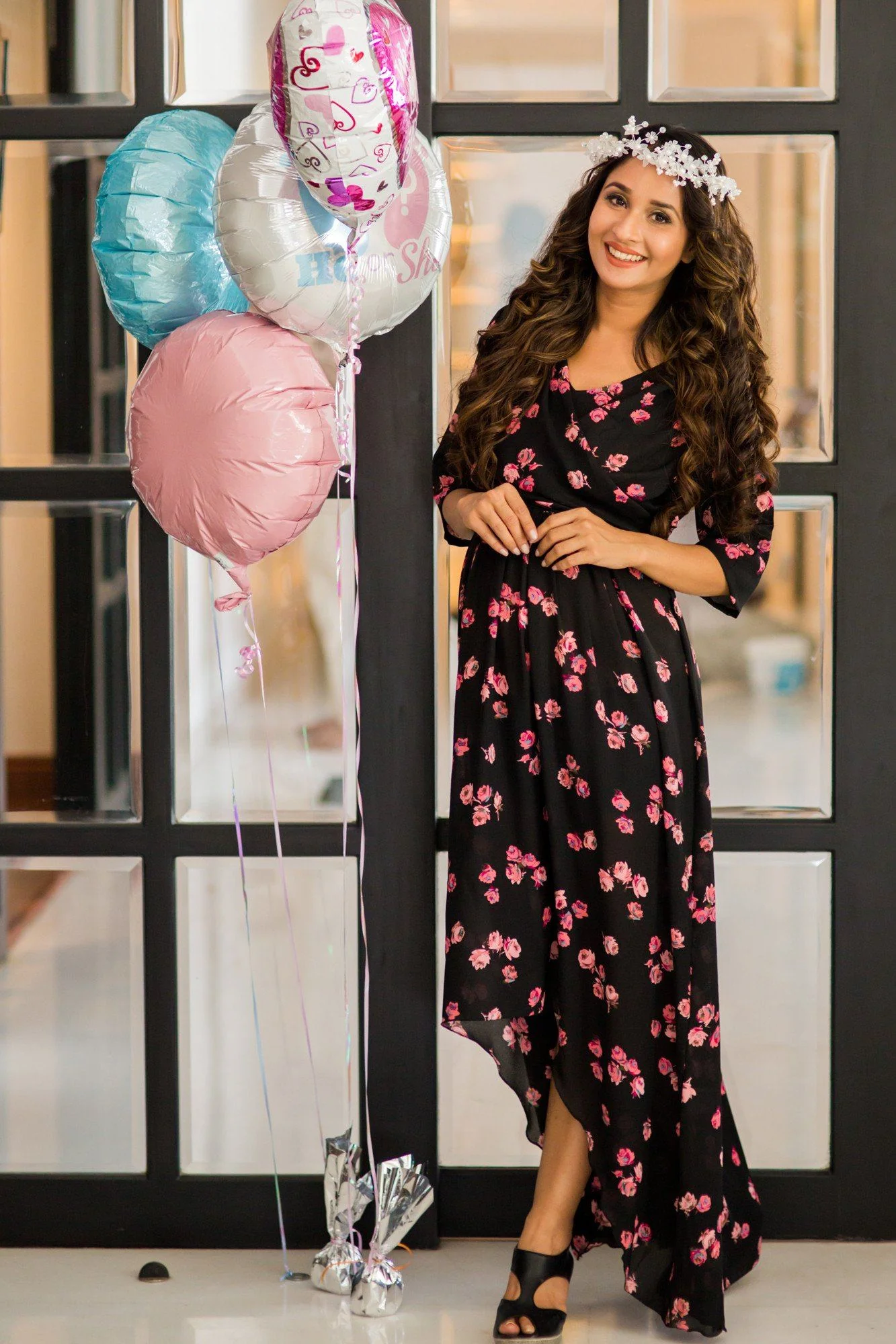 Midnight Rose Hi-Low Maternity & Nursing Wrap Dress - Chenance