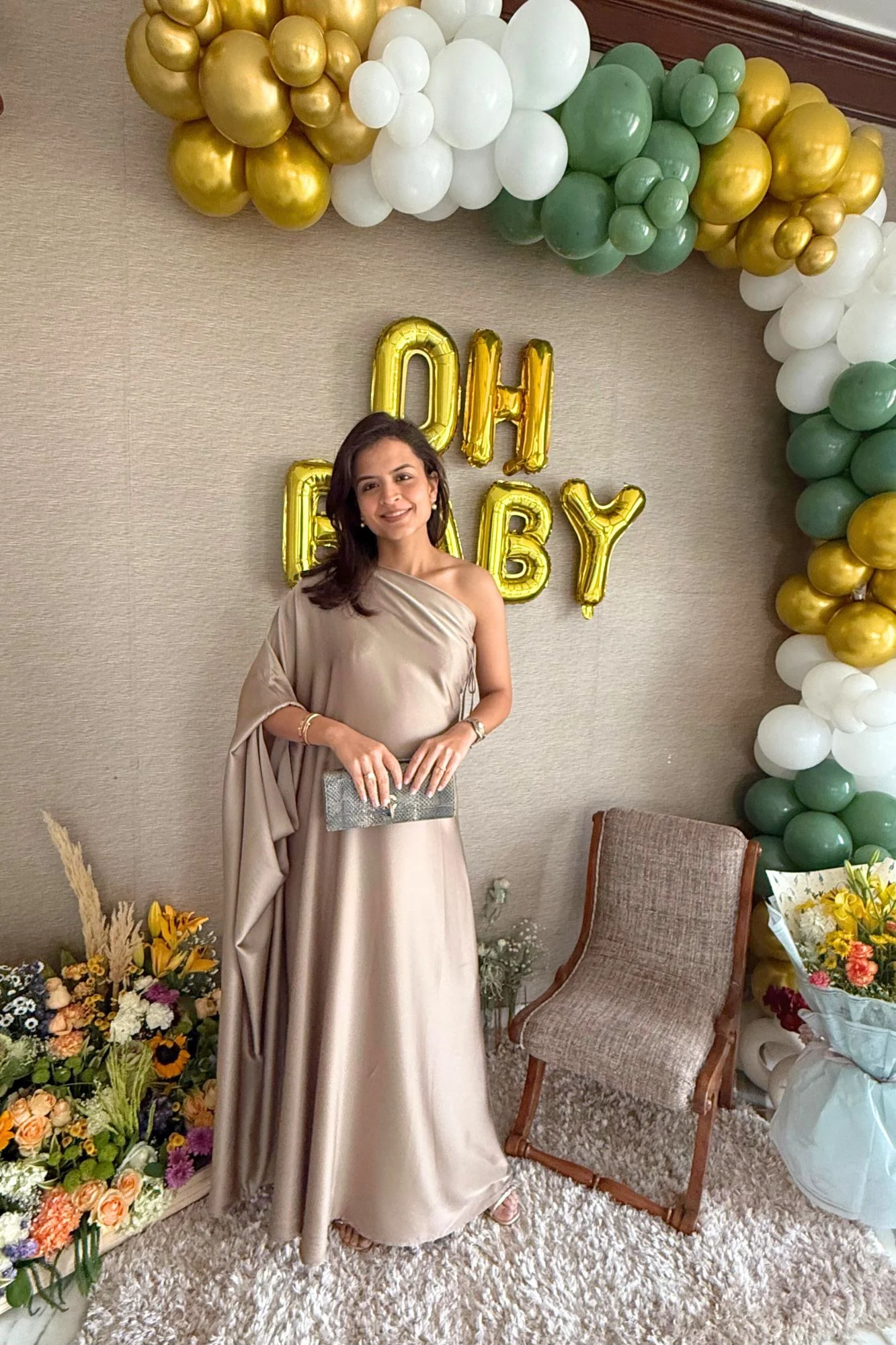 Luxe Golden Glow Satin Maternity Gown - Chenance