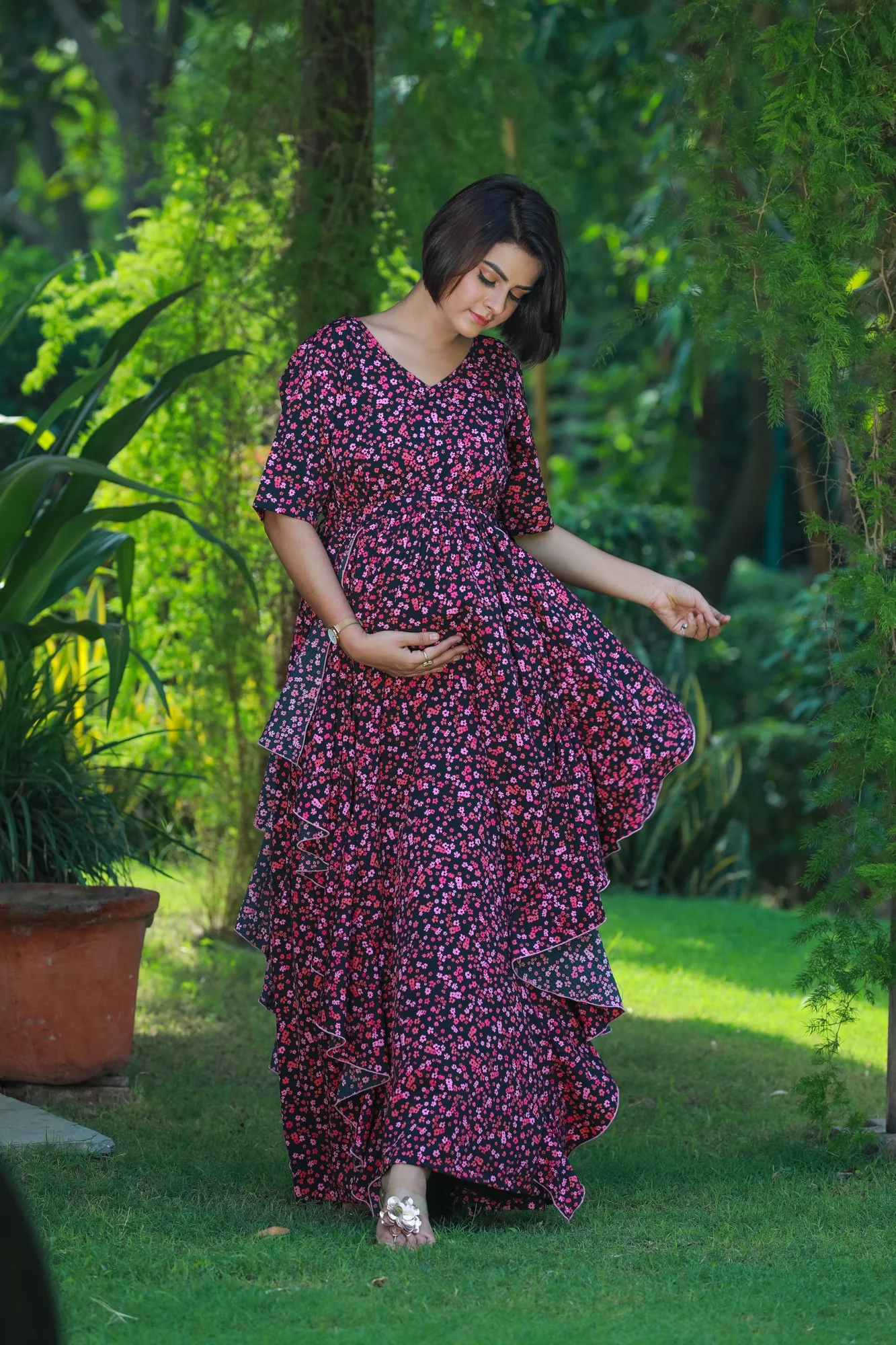 Berry Blast Maternity Flow Dress - Chenance