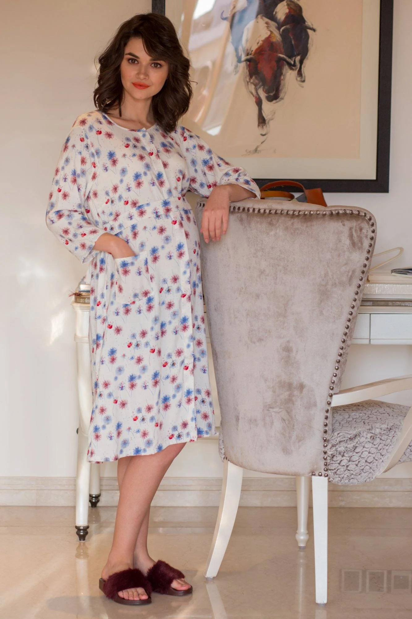 Serene White Maternity & Nursing Night Shirt Dress - Chenance