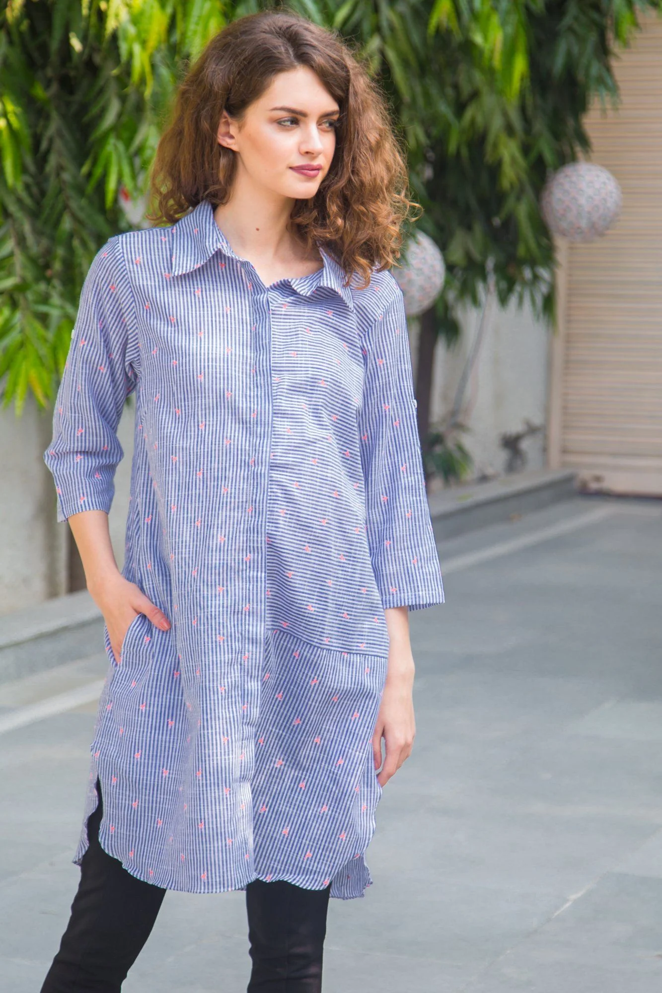 Striped Bird Maternity & Nursing Shirt Dress - Chenance