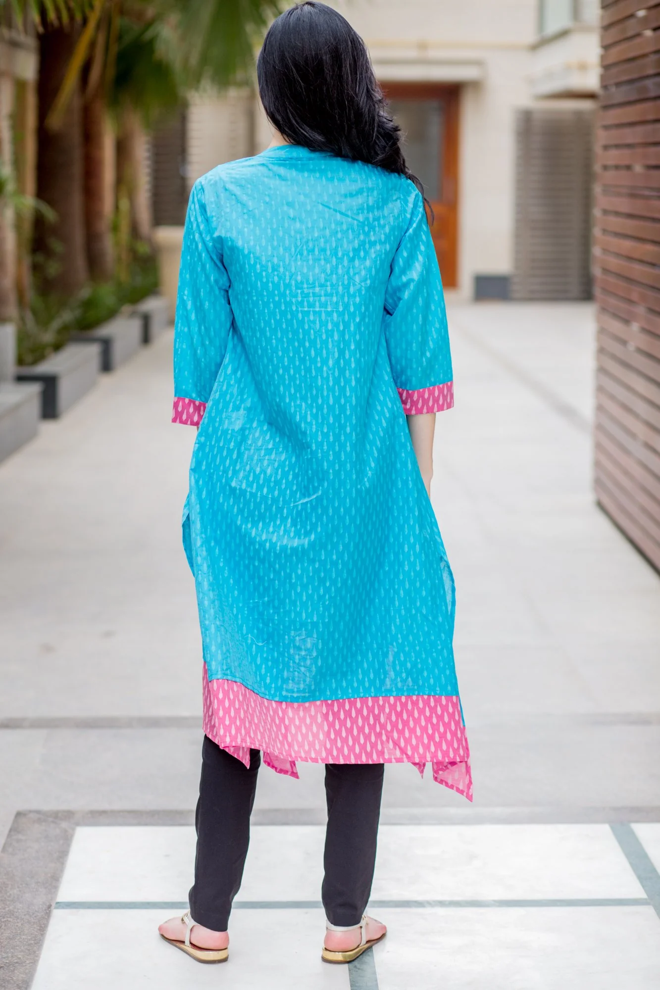 Aquamarine Cotton Front Zip Nursing Kurta - Chenance