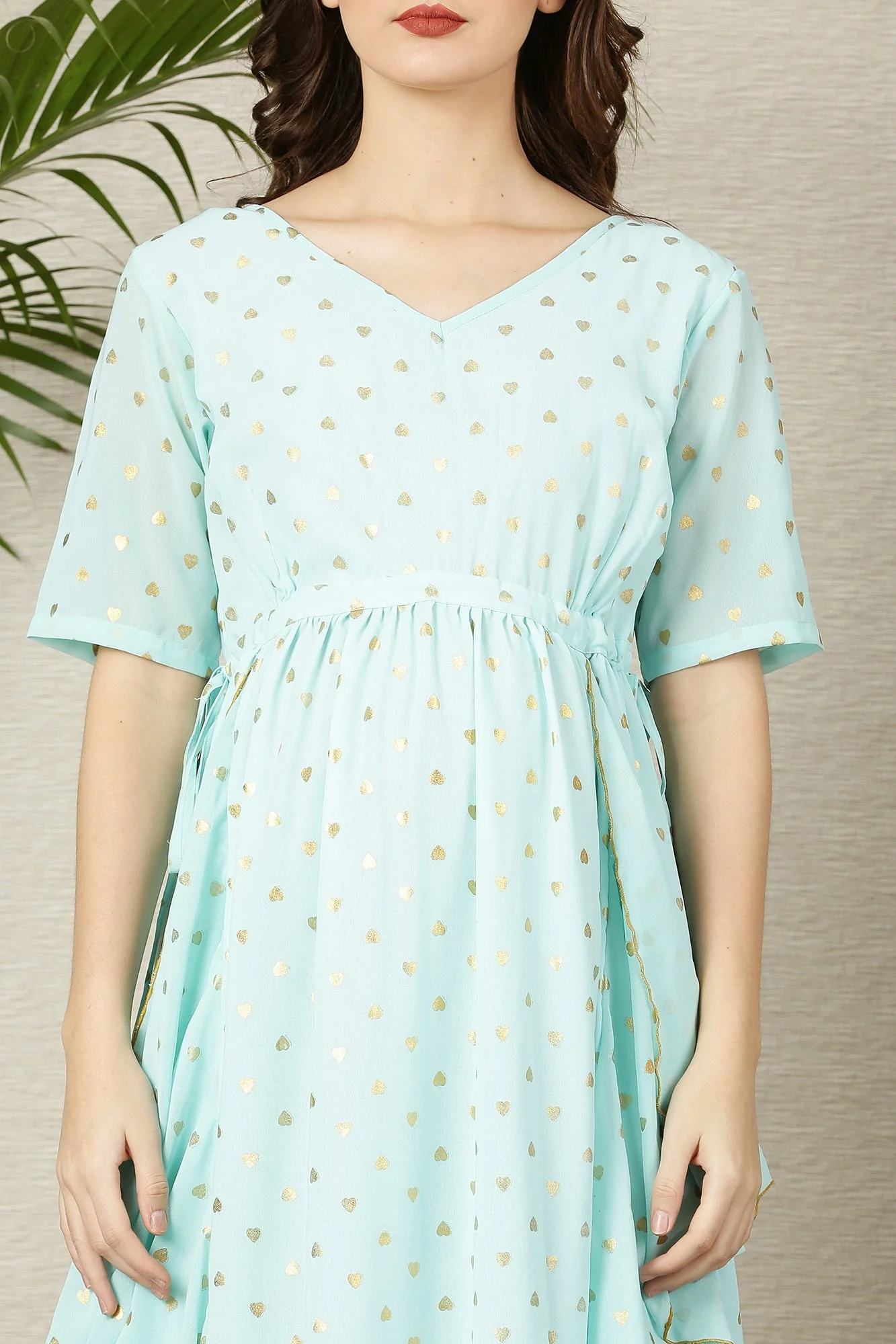 Mint Golden Heart Maternity Flow Dress - Chenance