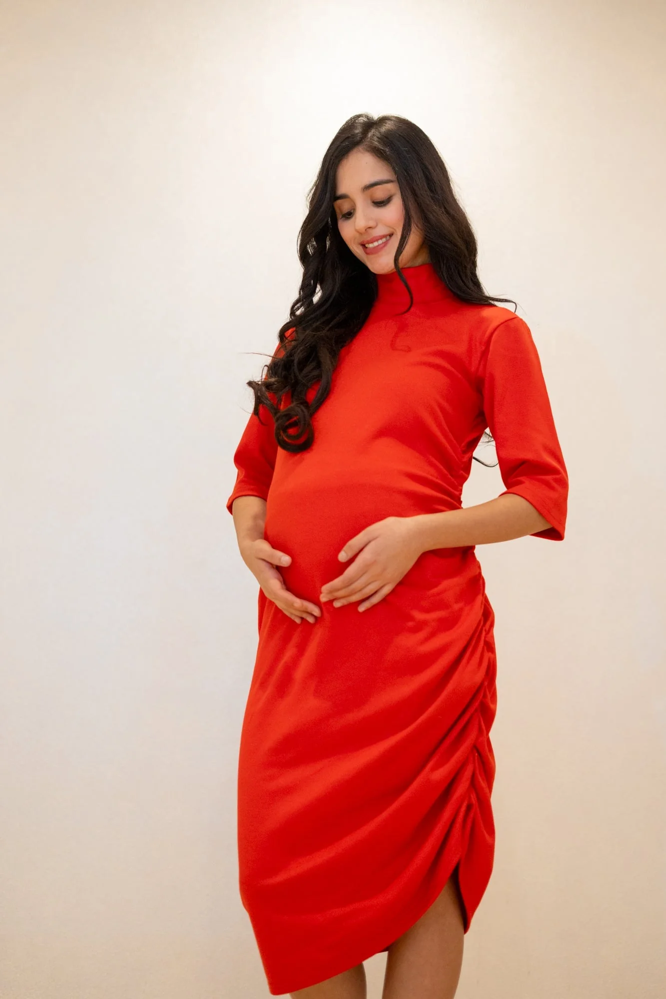 Glamorous Ribbed Brick Red Maternity Dress - Chenance