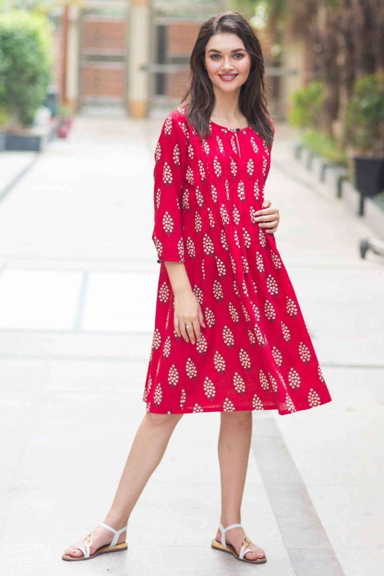 Raspberry Pleated Maternity Kurta Dress - Chenance