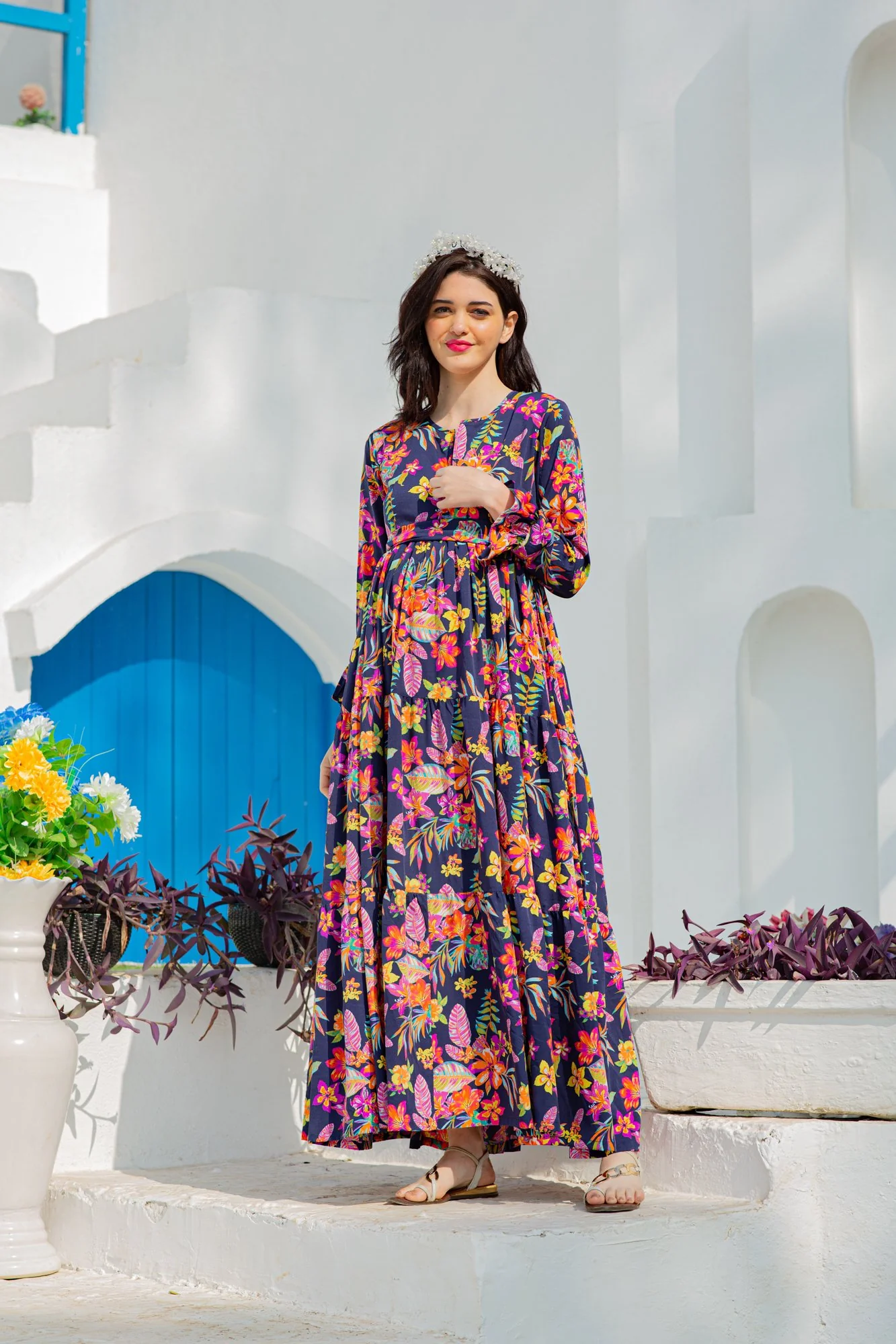 Joyful Blossom Maternity & Nursing Layer Dress - Chenance