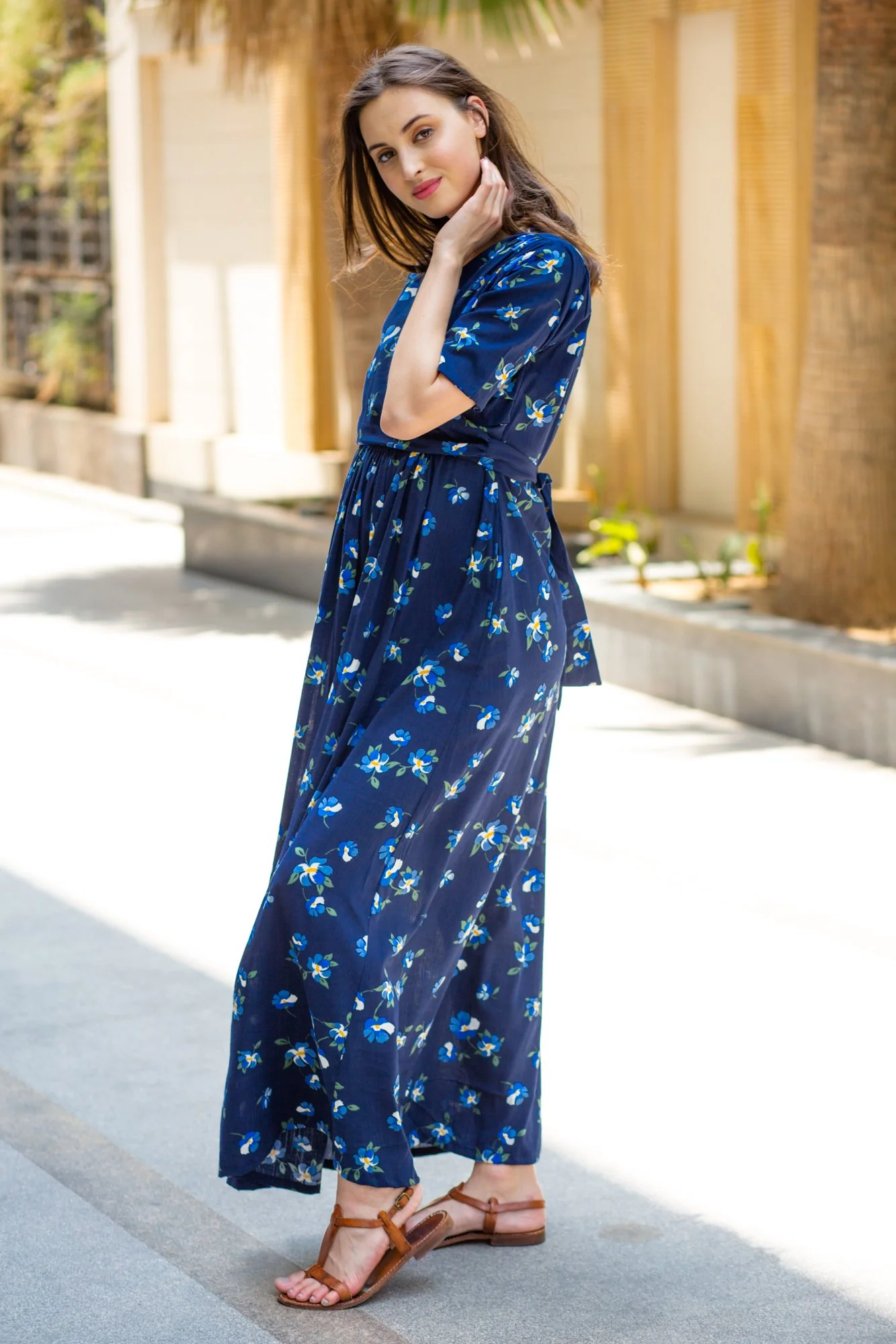 Azure Blue Maternity & Nursing Wrap Dress - Chenance