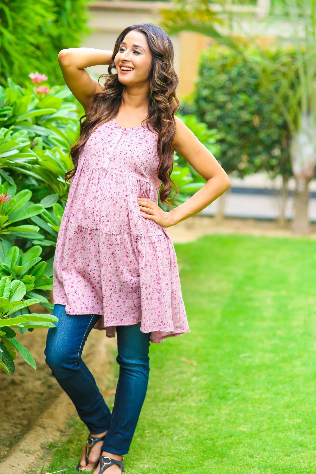 Soft Pink Layered Maternity & Nursing Top - Chenance