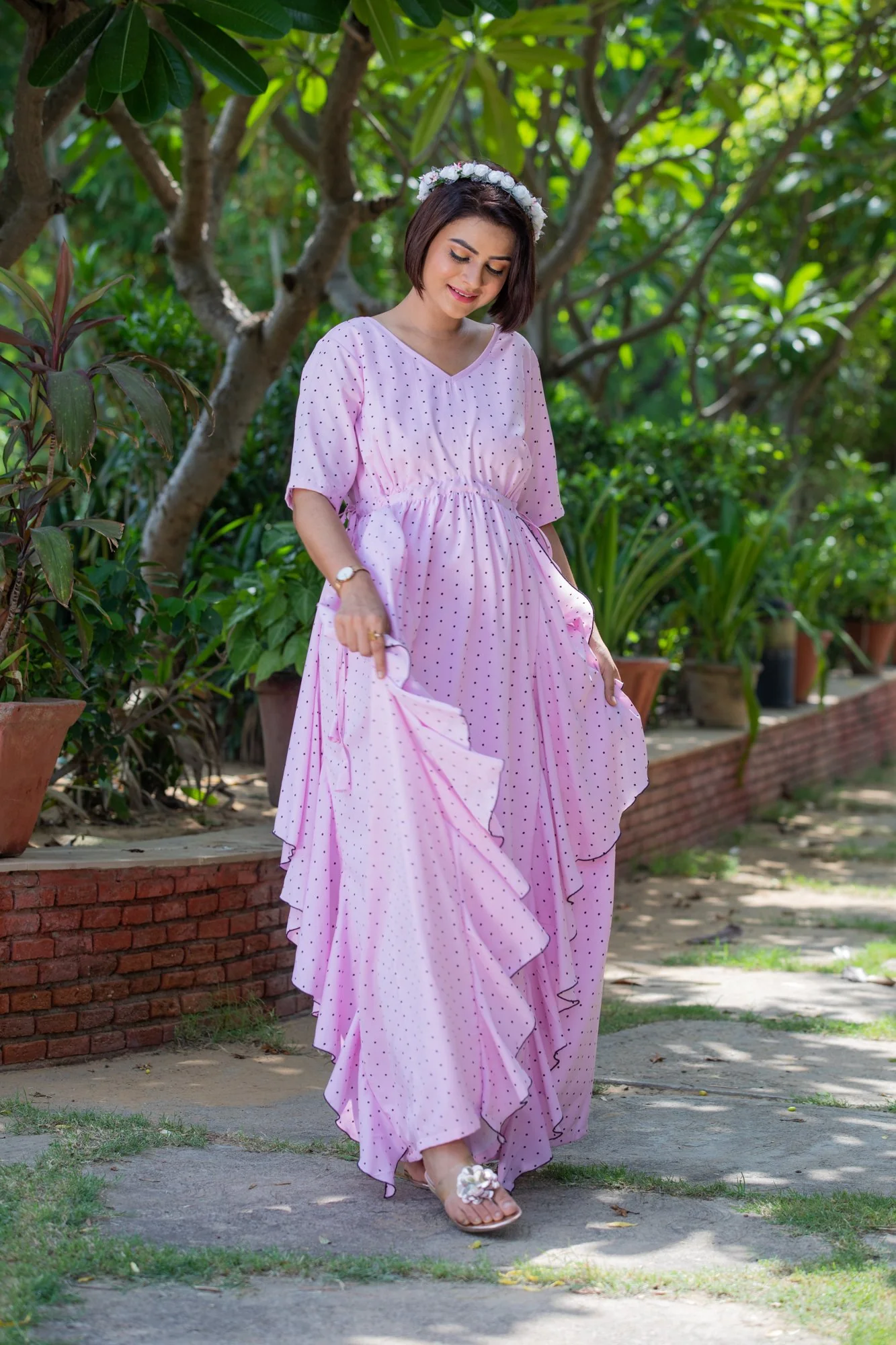 Angelic Baby Polka Maternity Flow Dress - Chenance