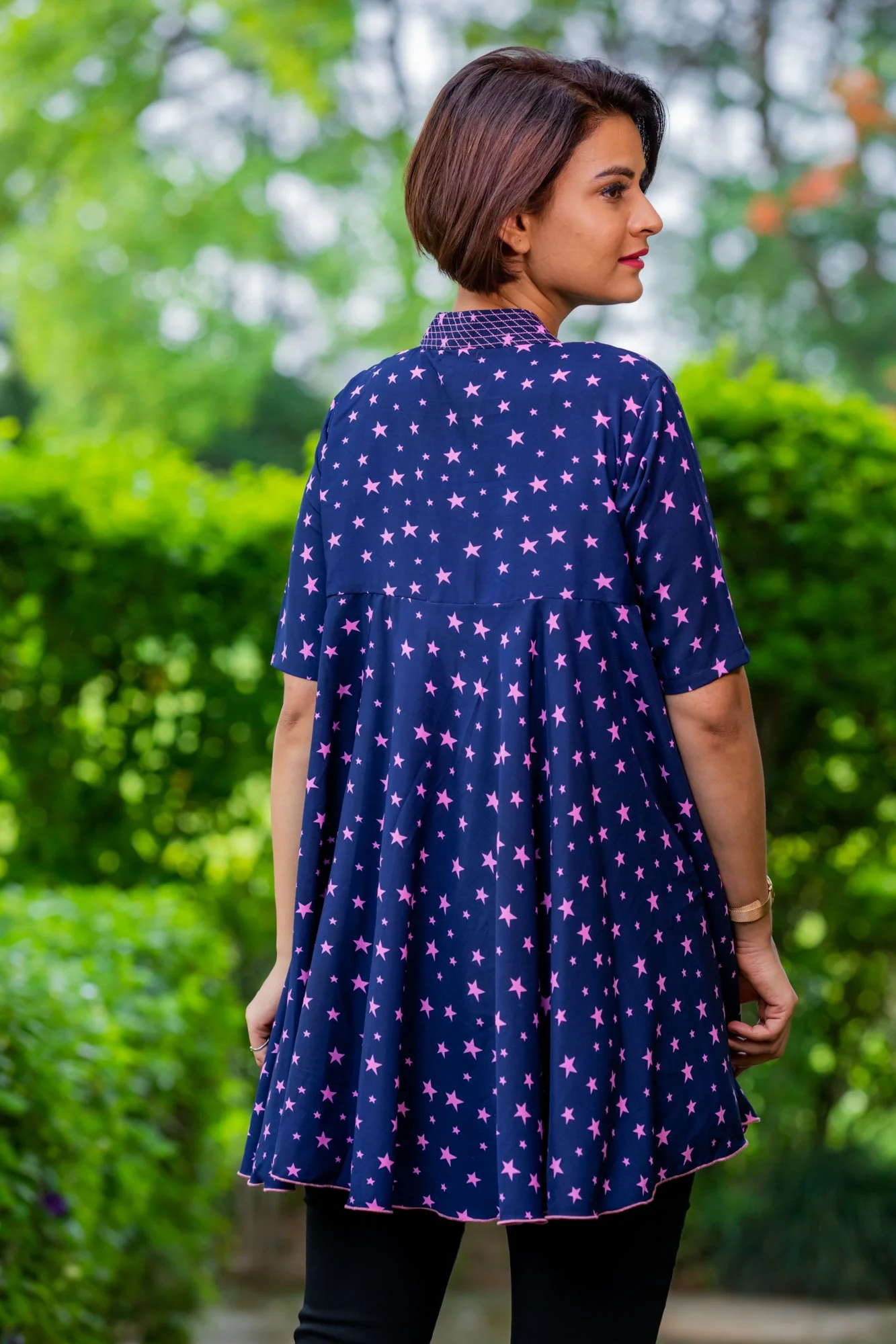 Starry Blue Maternity & Nursing Flair Top - Chenance