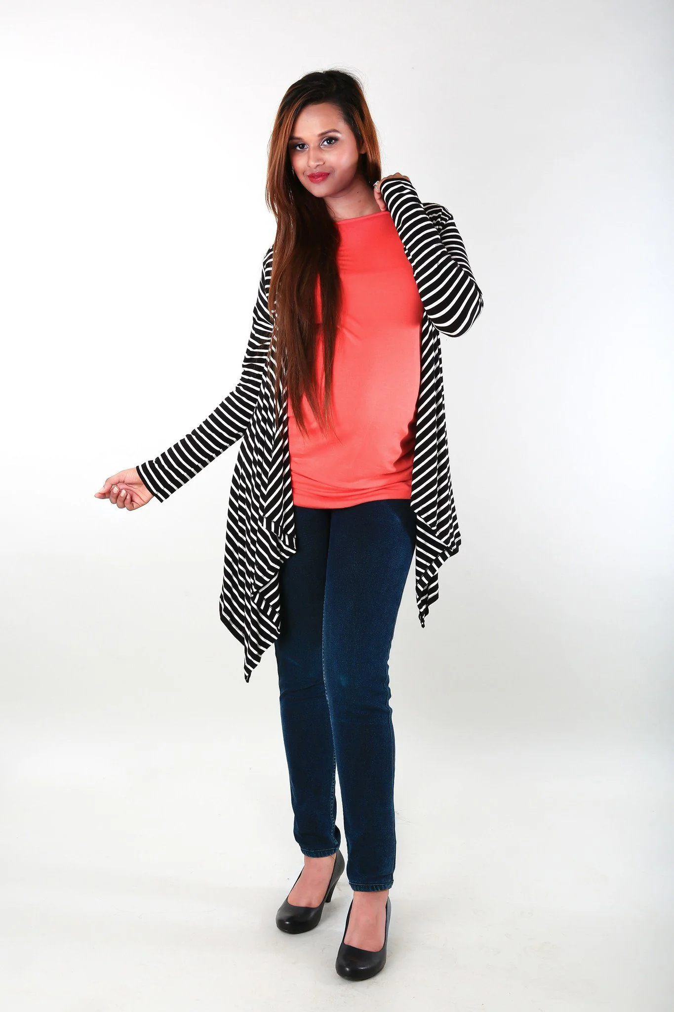 Nautical Striped Cascading Maternity Cover Up - Chenance