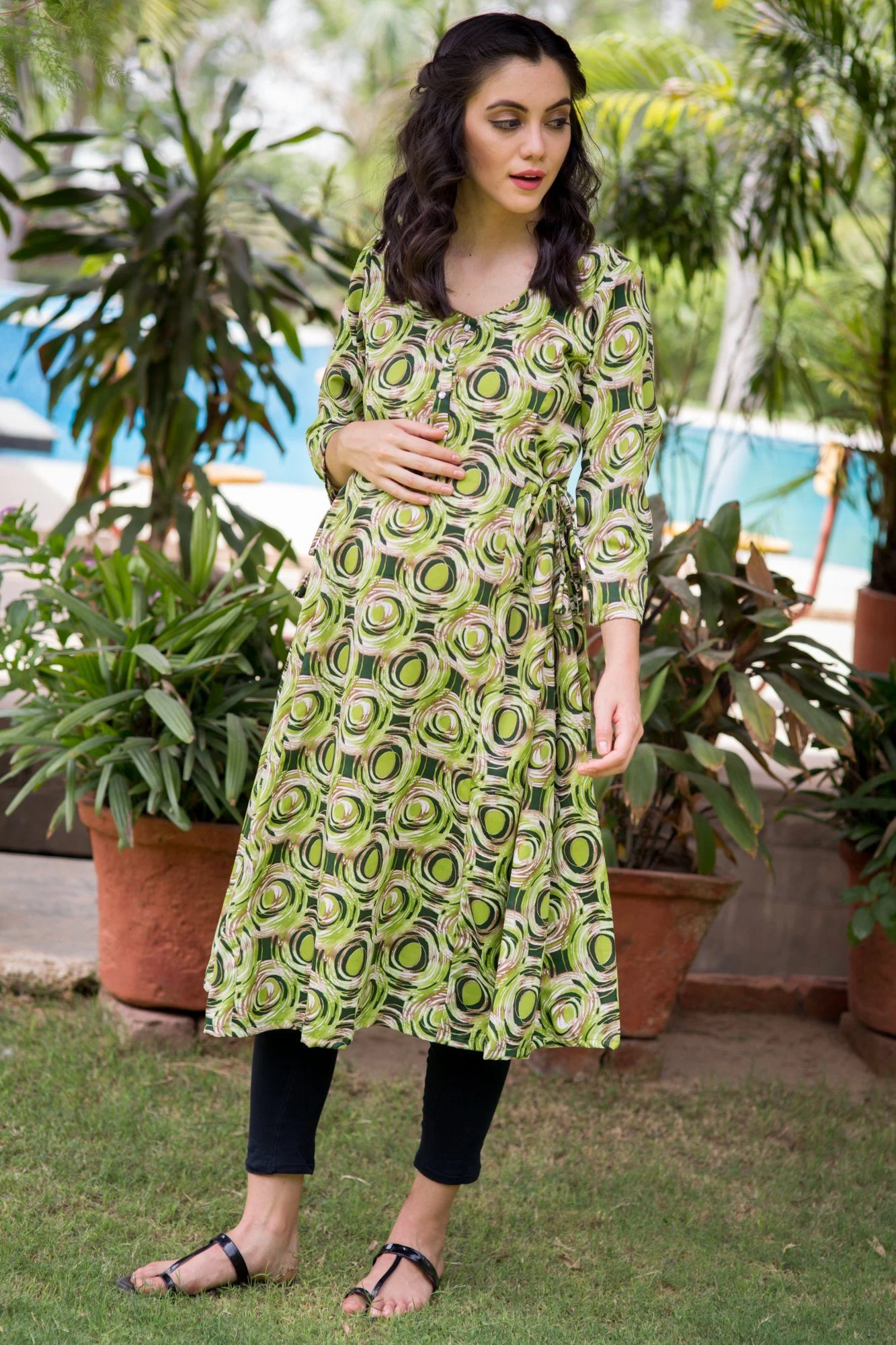 Forest Geo Maternity & Nursing Kurta Dress - Chenance
