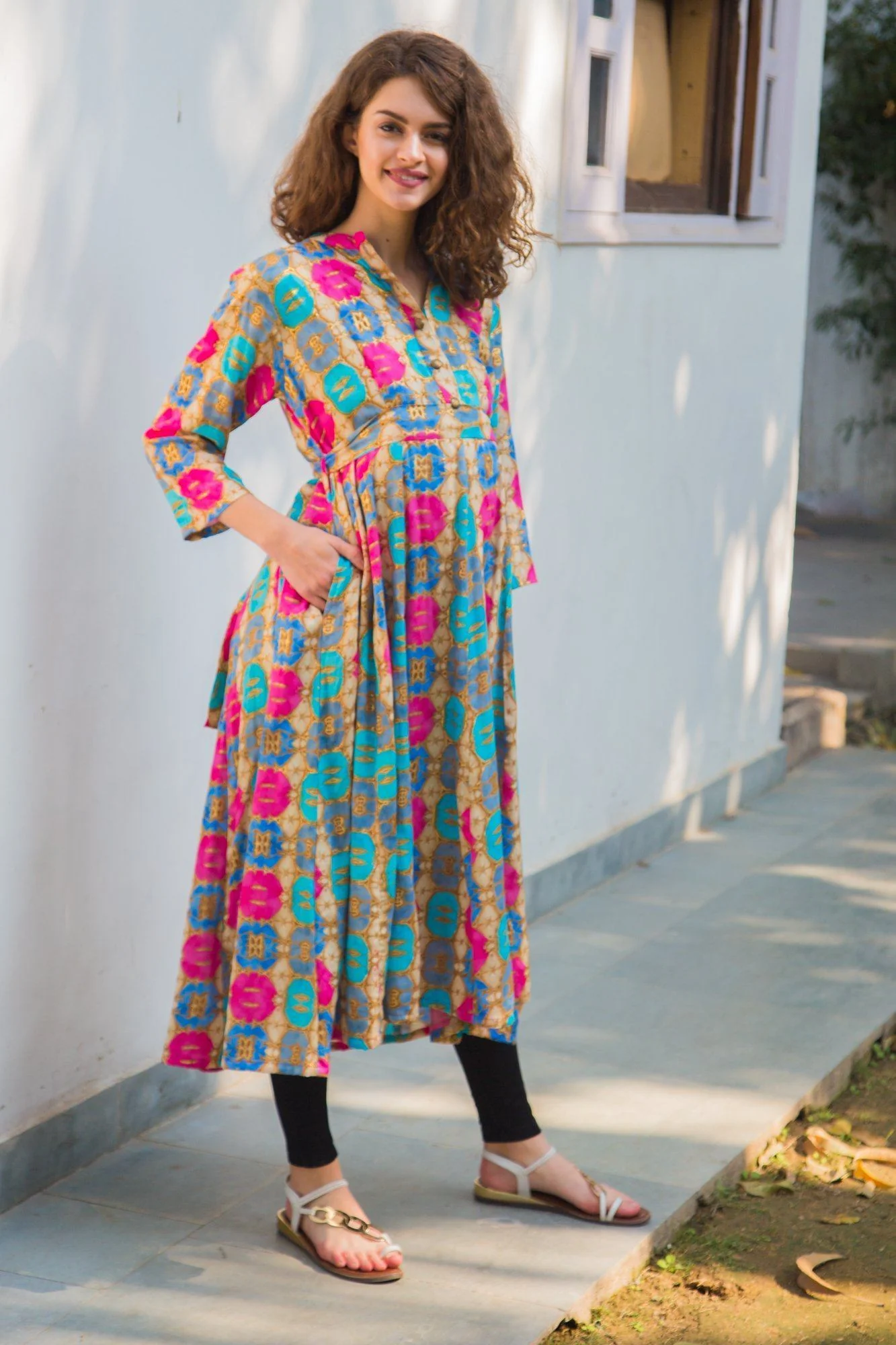 Celebration Foil Print Maternity & Nursing Kurta Dress - Chenance