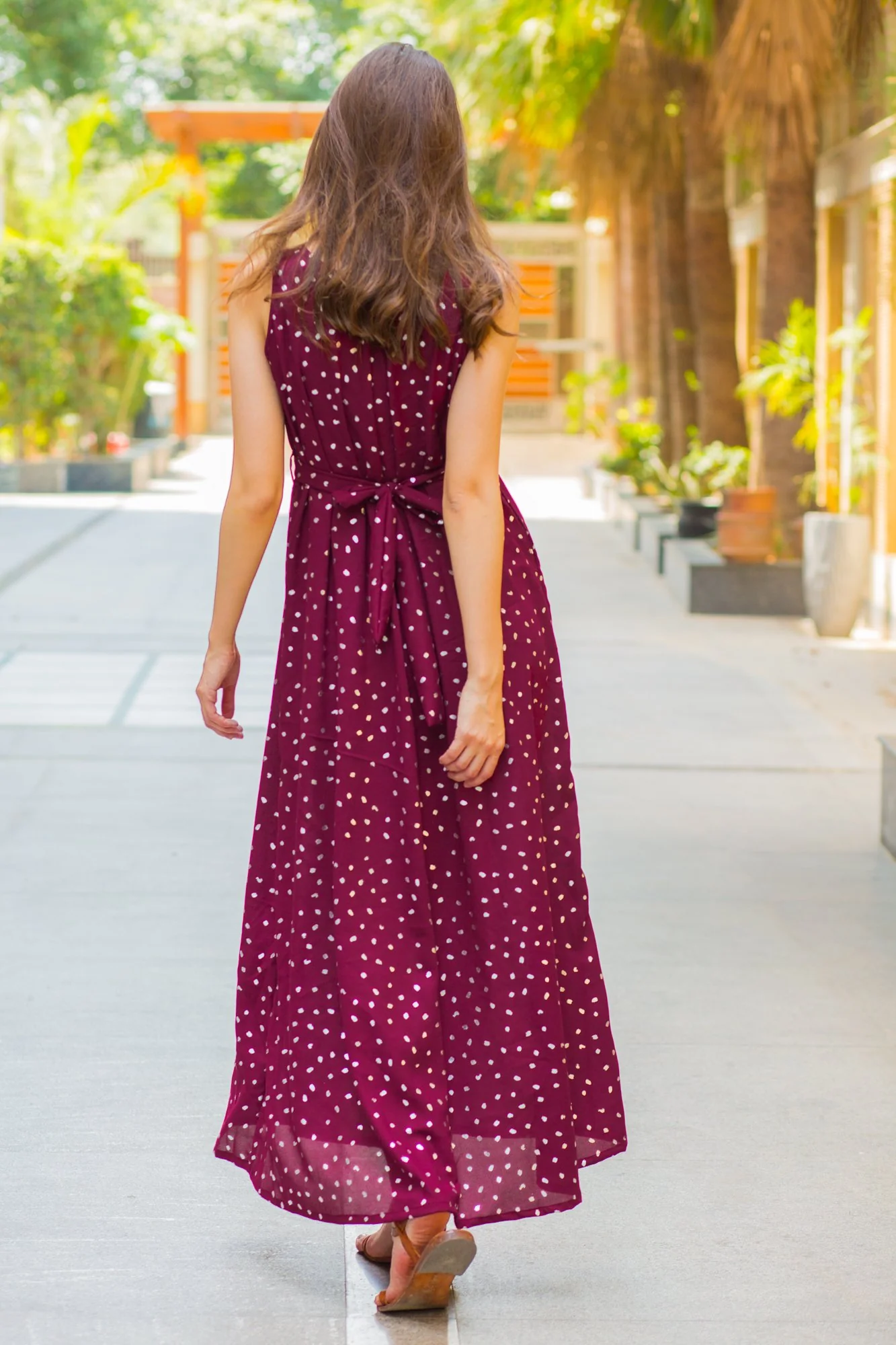 Burgundy Silver Embellished Sleeveless Maternity & Nursing Maxi Dress - Chenance