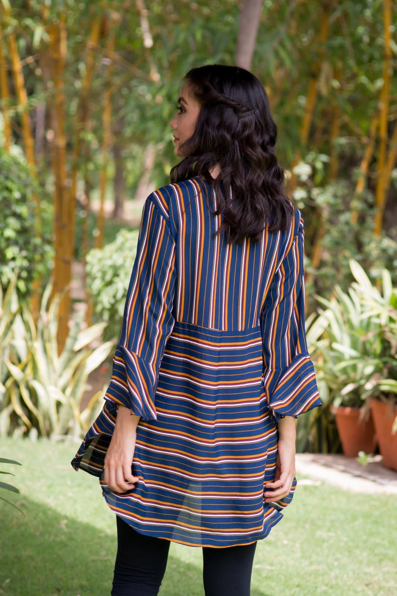 Royal Striped Gathered Nursing Top - Chenance