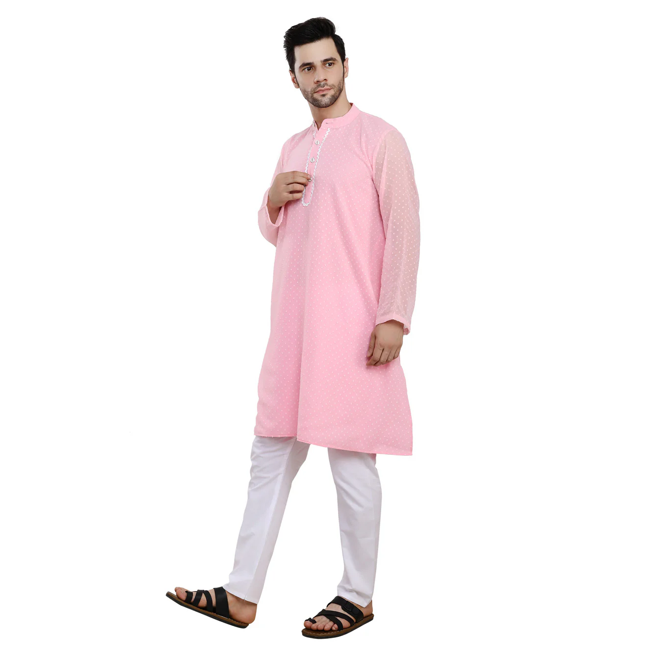 Men Classic Lavish Pink Kurta - Chenance