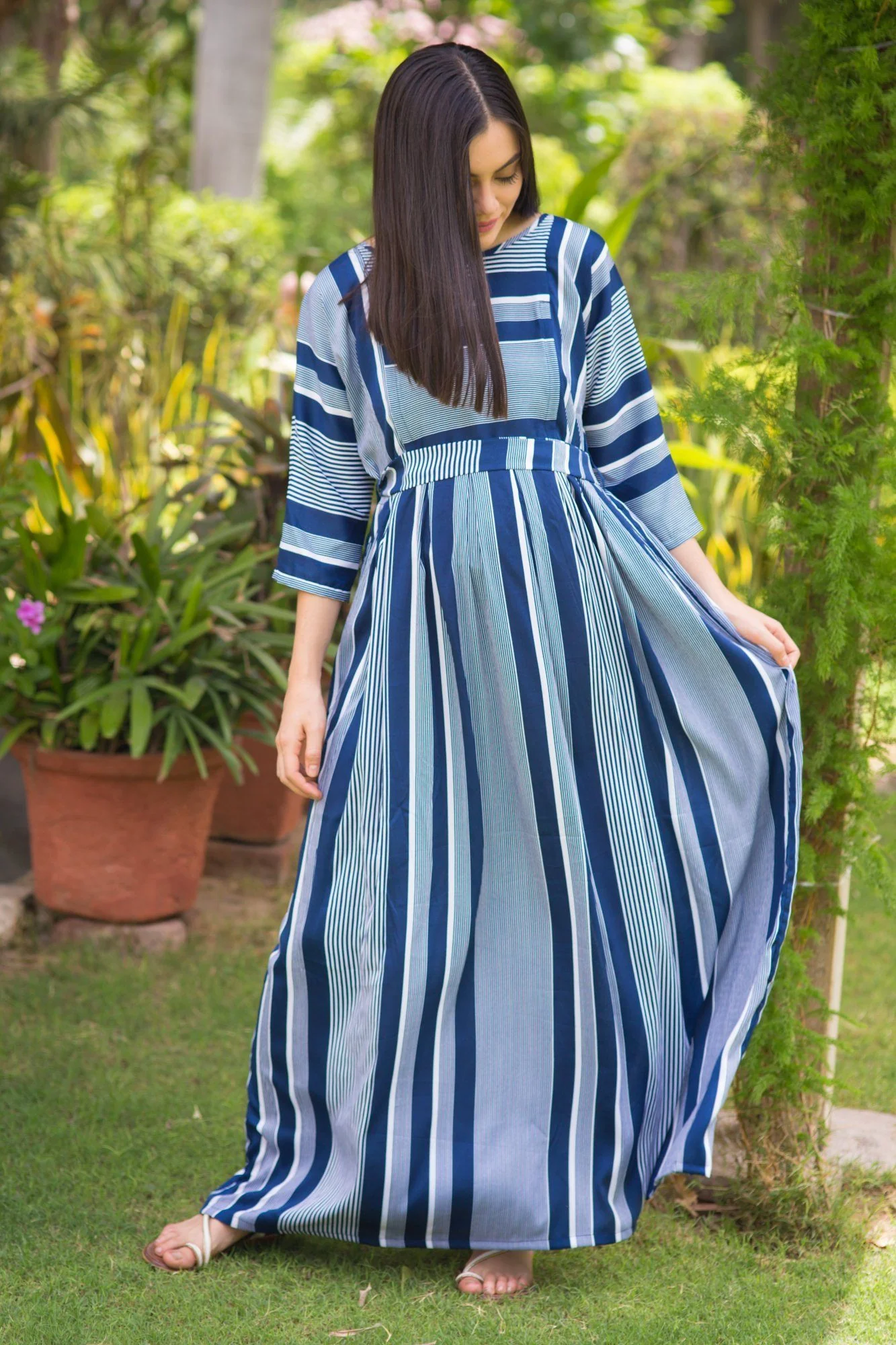 Nautical Crepe Maternity & Nursing Maxi - Chenance