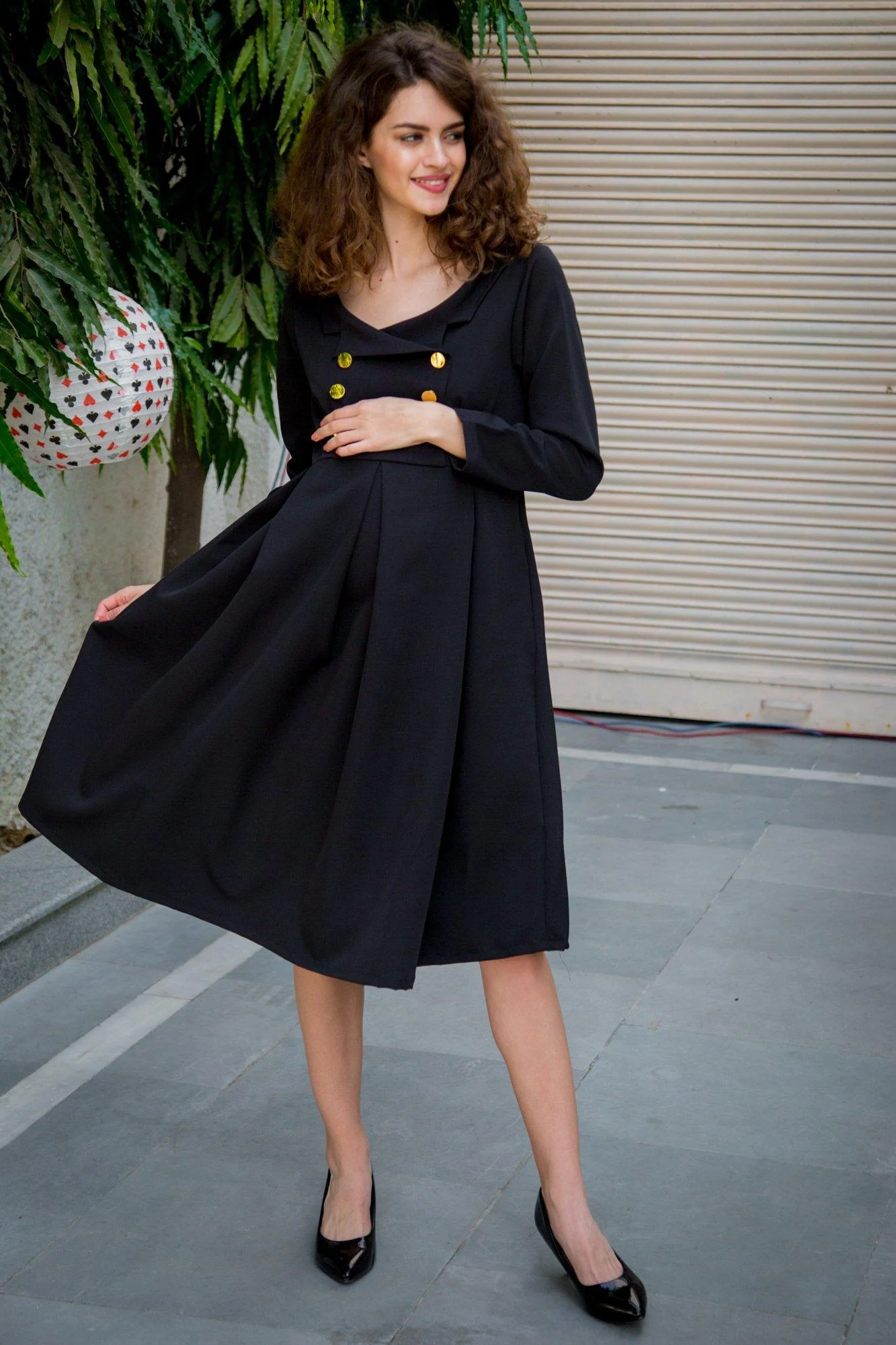 Royal Crepe Collared Nursing Dress - Chenance