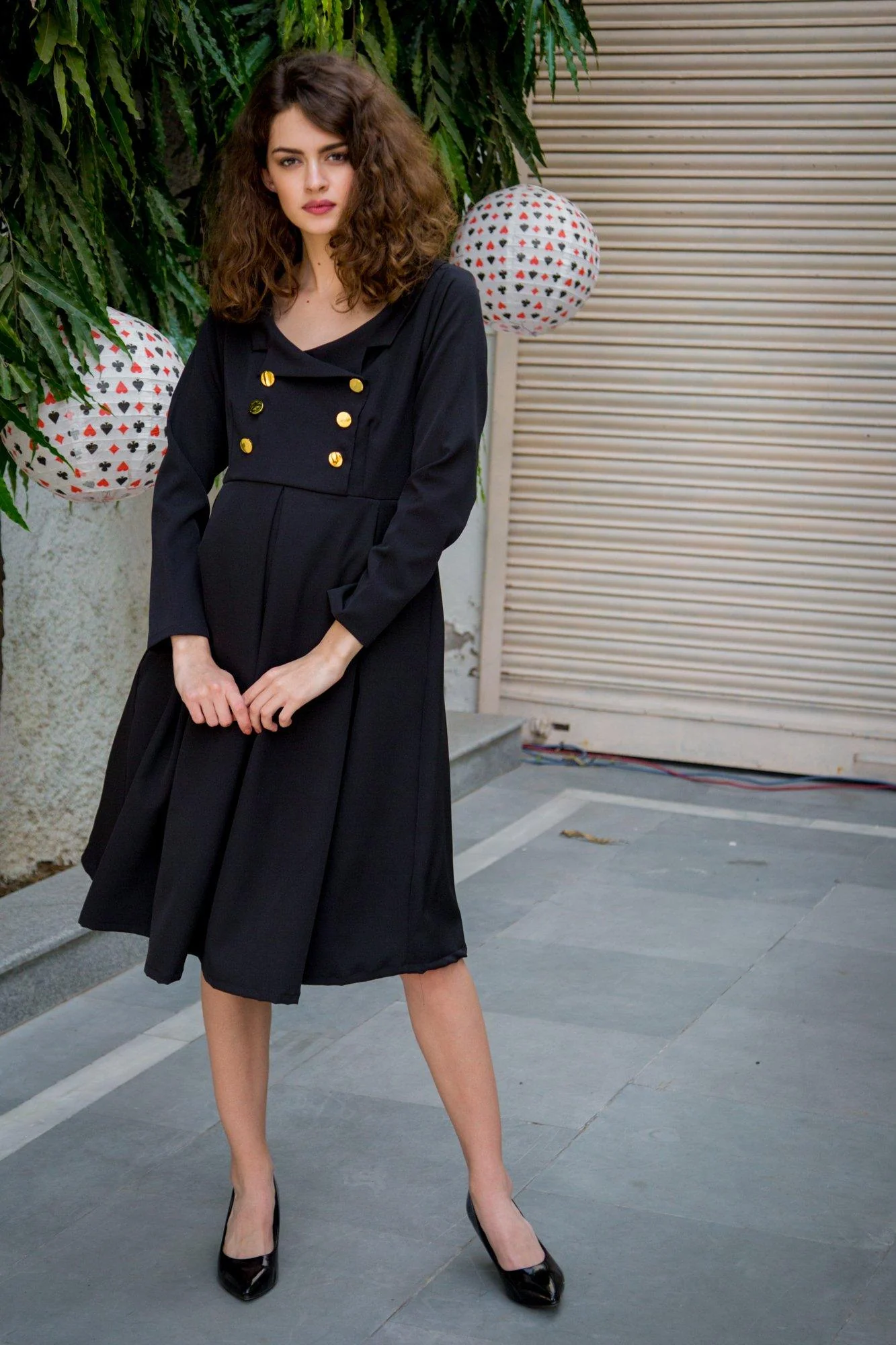 Royal Crepe Collared Nursing Dress - Chenance