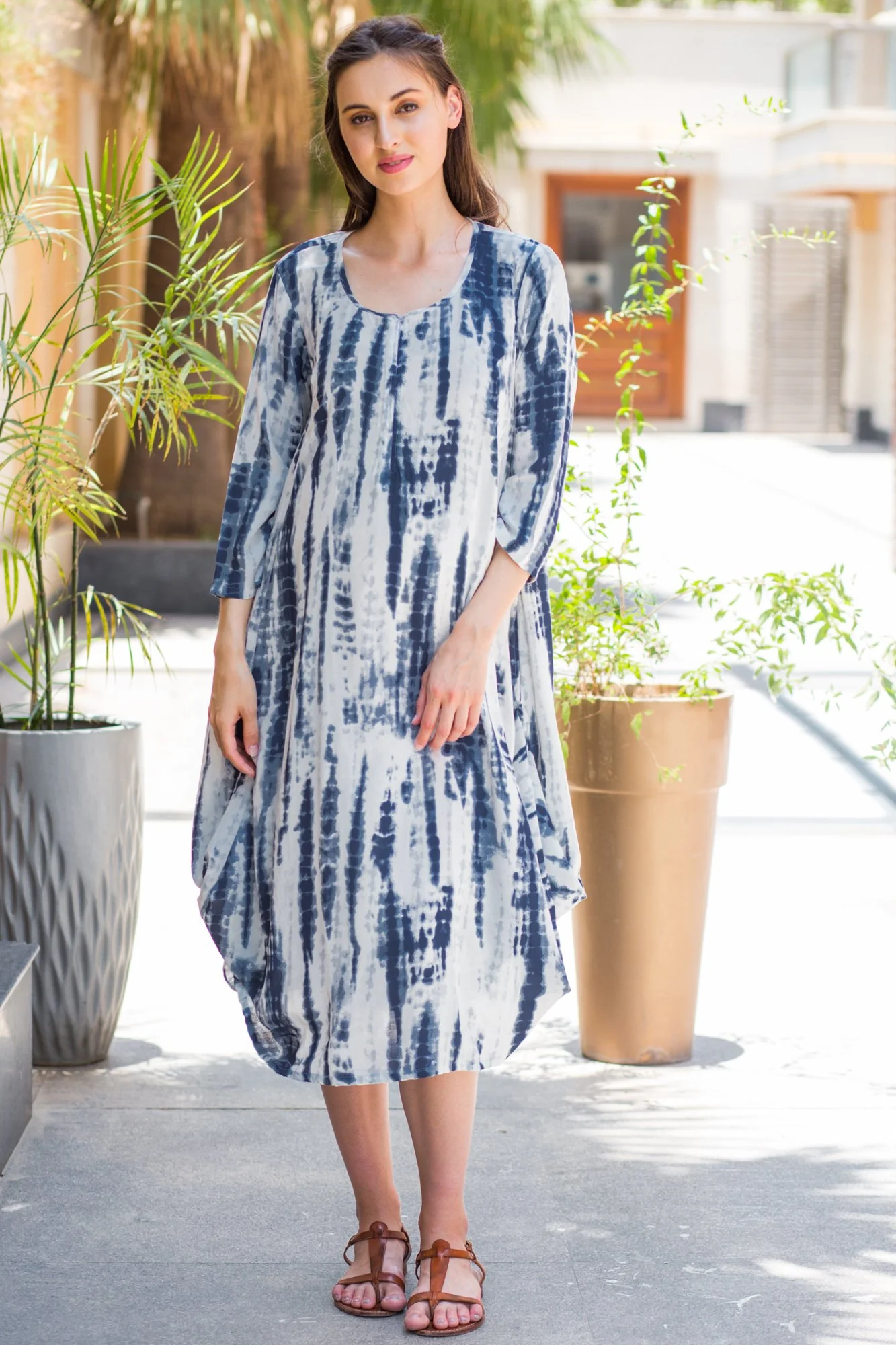 Blue Tie-Dye Cowl Maternity & Nursing Dual Dress Kurta - Chenance