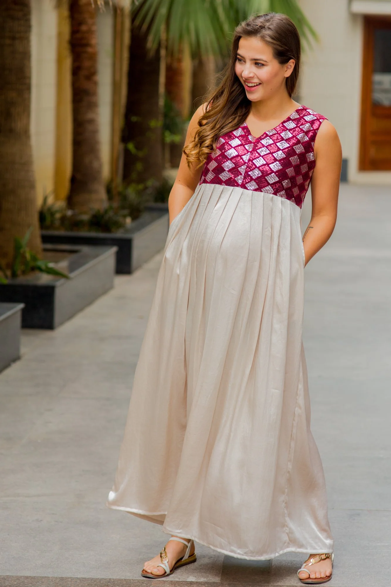 Luxe Diamond Sequin Maternity Dress - Chenance