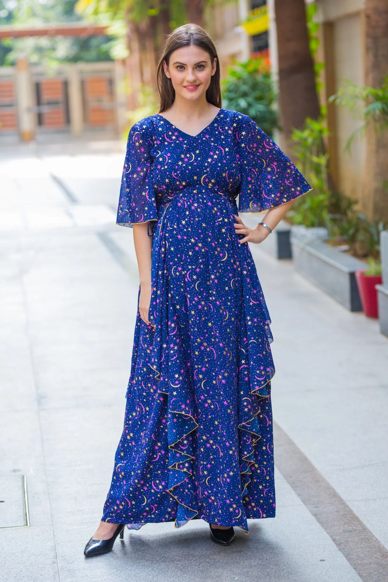 Luxe Milky Way Shimmer Maternity Flow Dress - Chenance