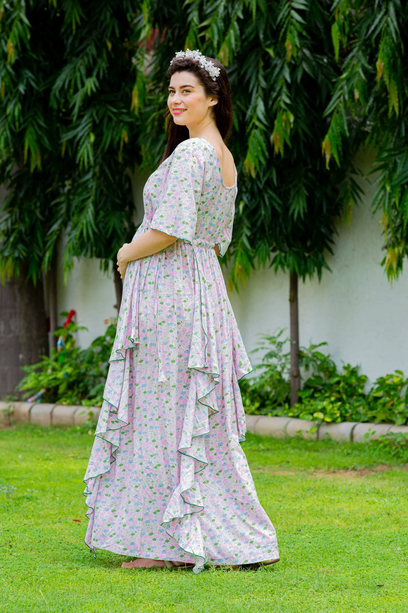 Soothing Pastel Floral Maternity Flow Dress - Chenance