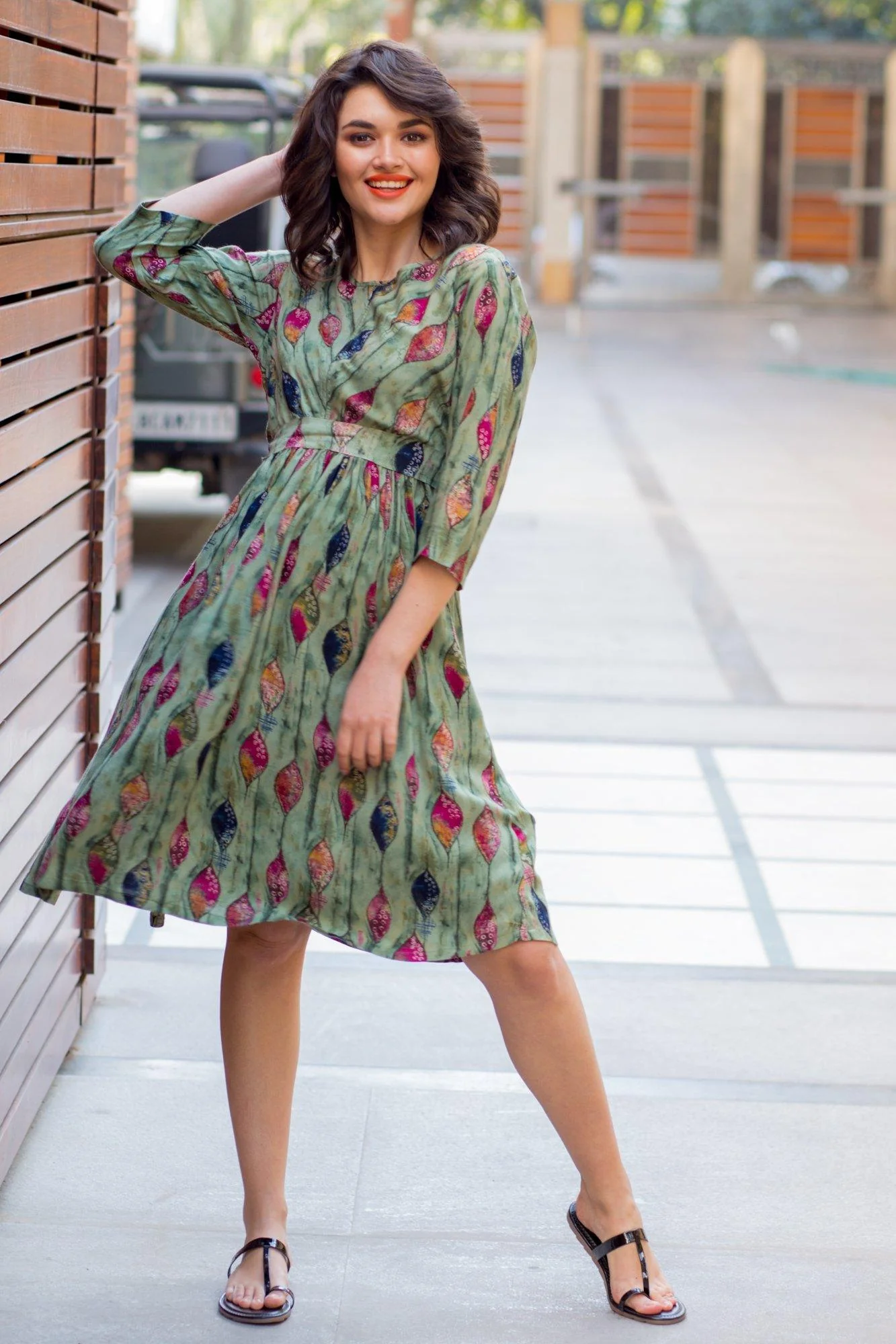 Soft Leafy Green Maternity & Nursing Dress - Chenance